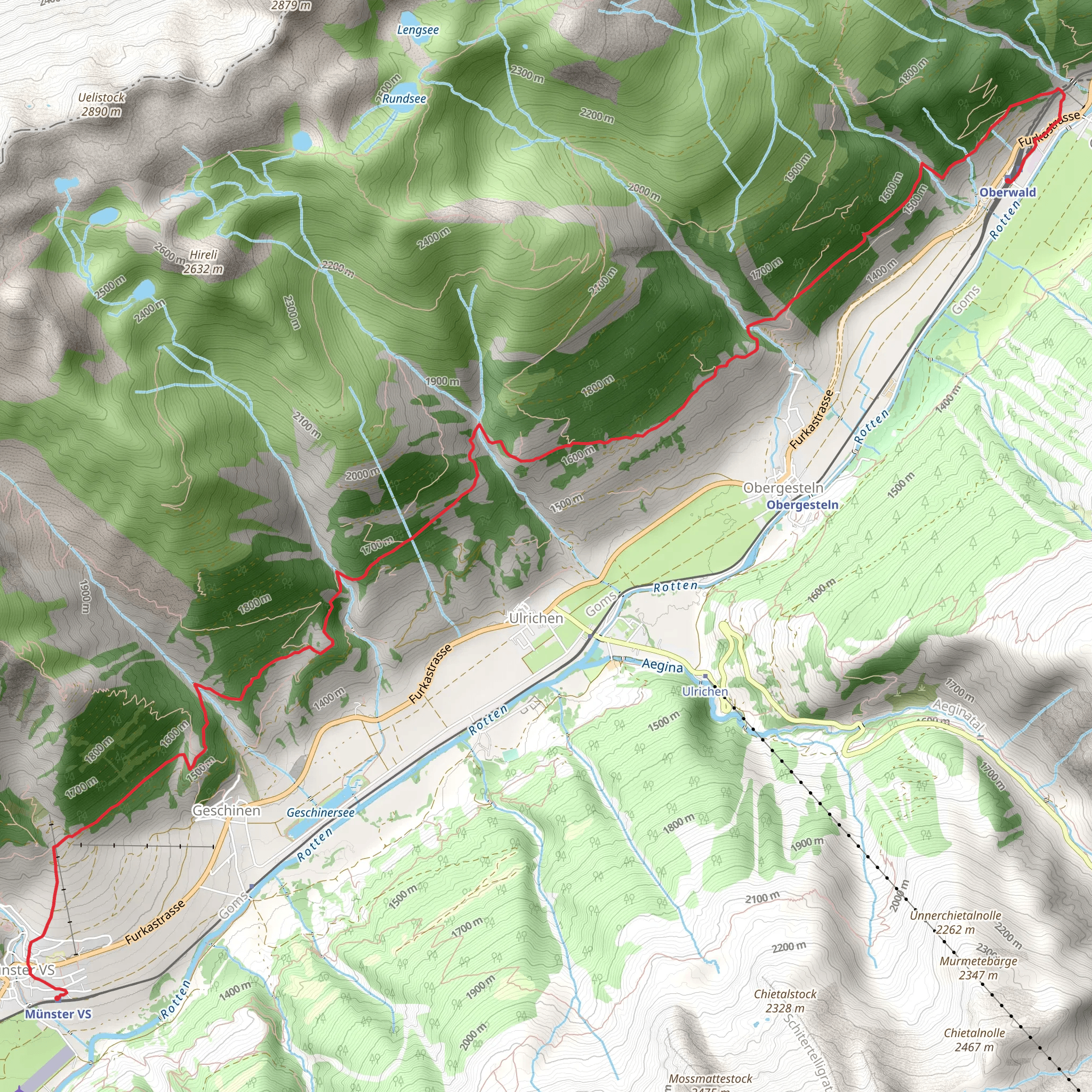 Oberwald - Münster Trail mobile static map