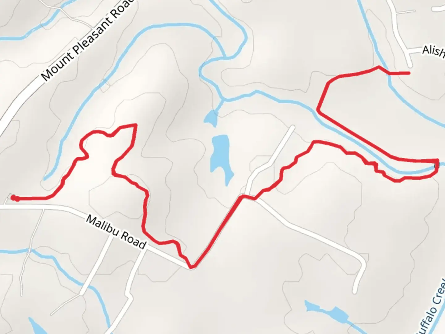 An image depicting the trail Buffalo Creek Preserve Trail and its surrounding area.