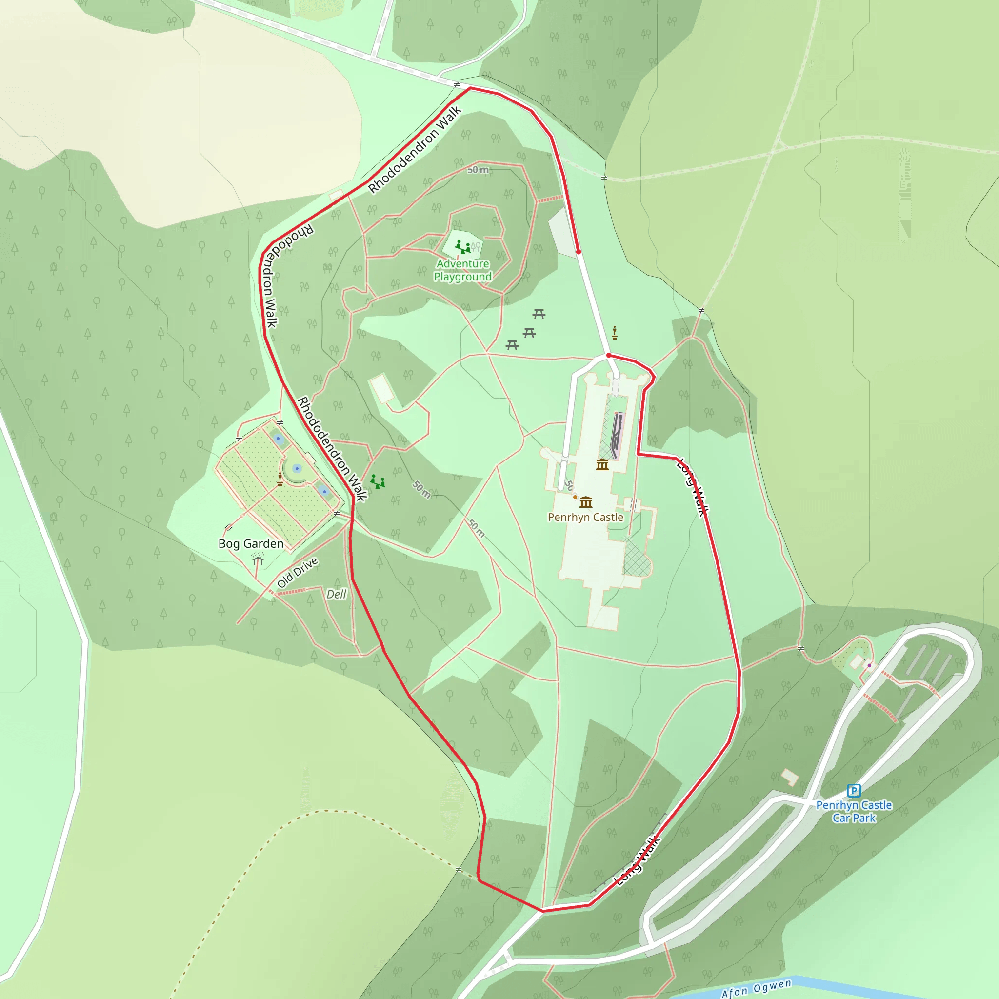 Penrhyn Castle Loop mobile static map