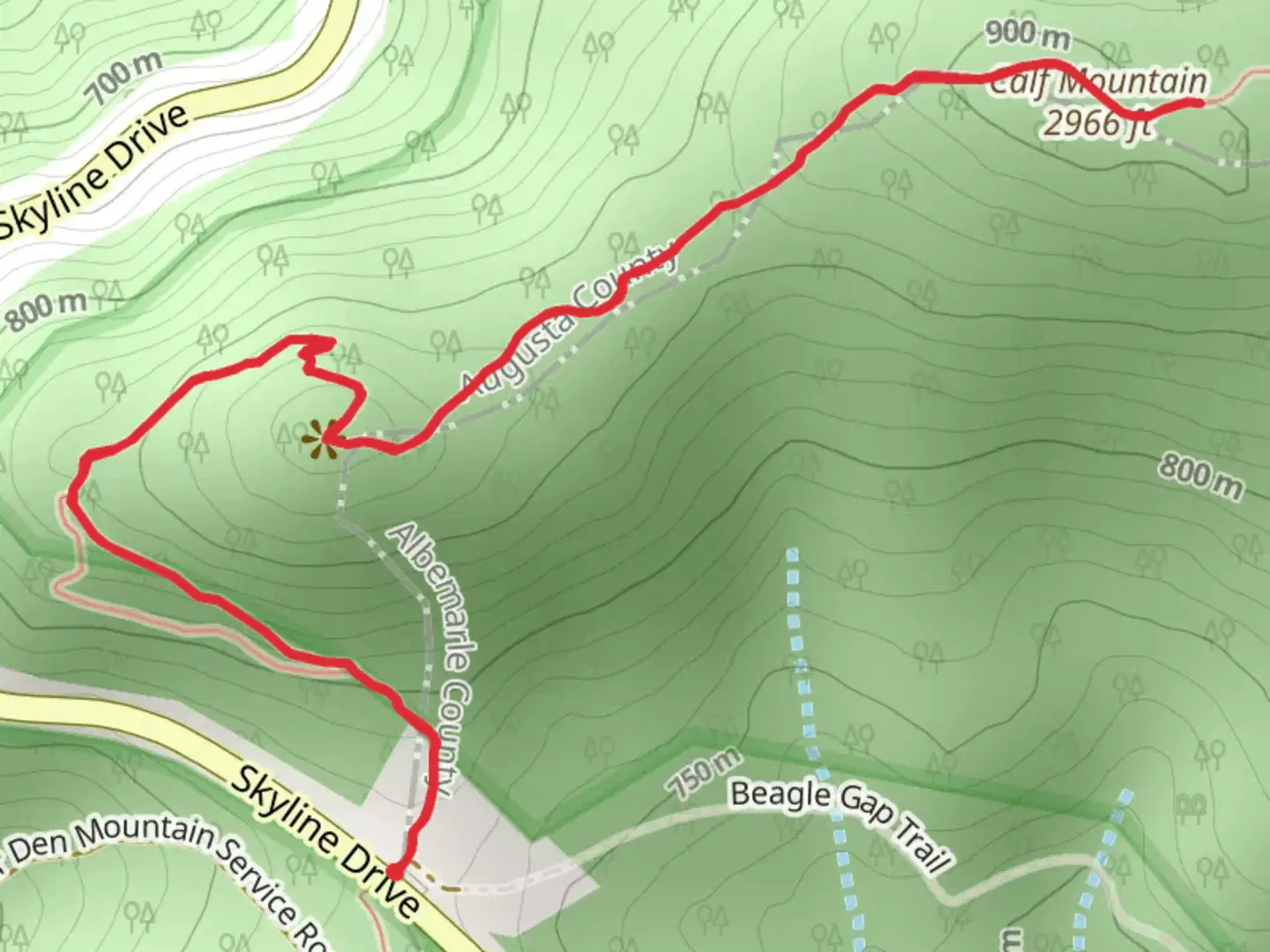 An image depicting the trail Calf Mountain and its surrounding area.