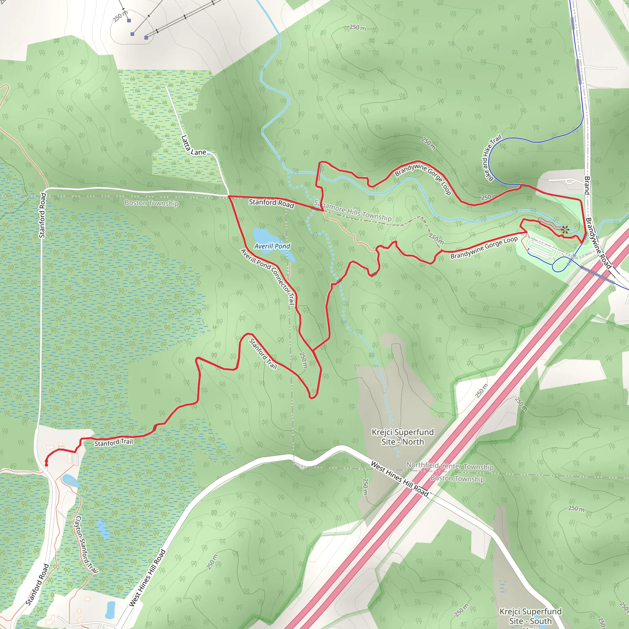 Stanford Trail and Brandywine Gorge Loop mobile static map