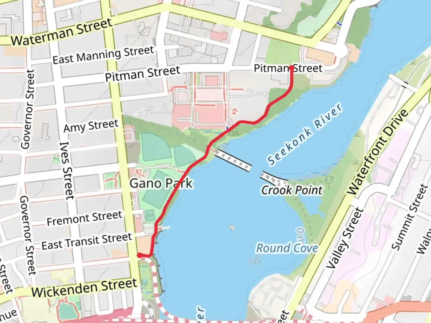 An image depicting the trail Gano Park Path - Pitman Street and its surrounding area.