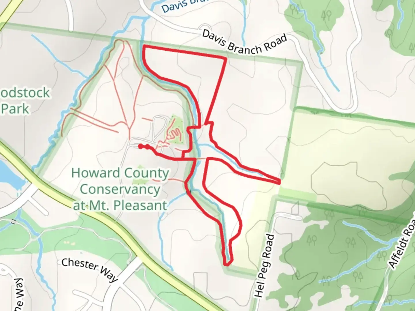 An image depicting the trail East Branch and Tulip Poplar Trail and its surrounding area.