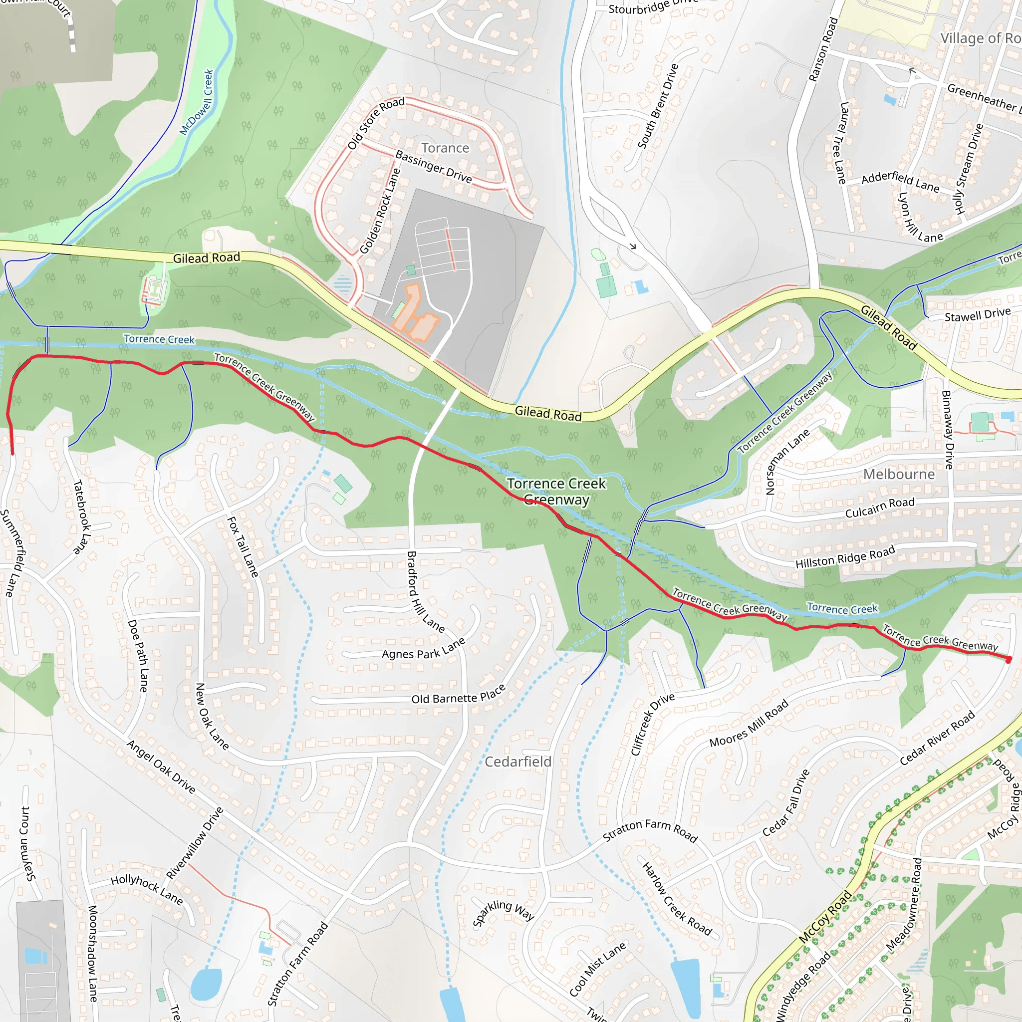 Torrence Creek Greenway mobile static map