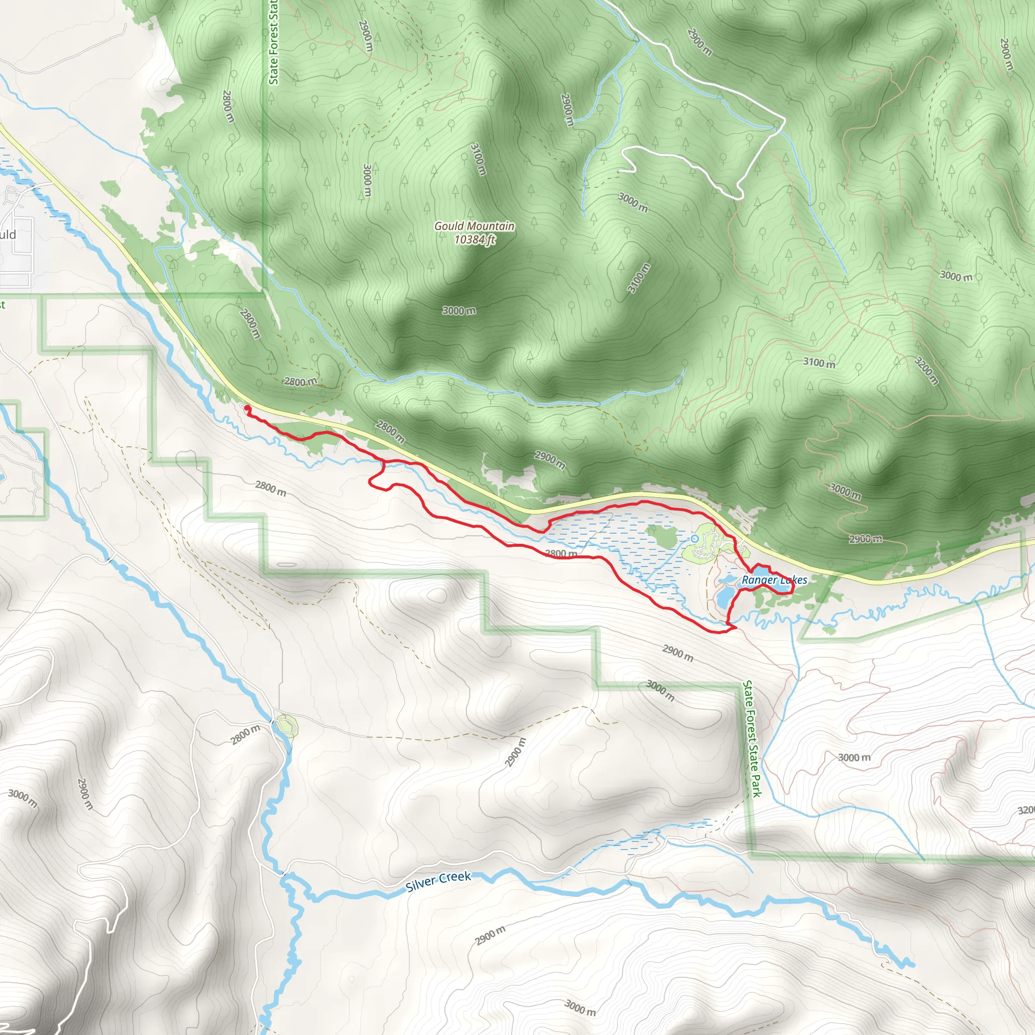 Ranger Lakes via Gould Loop Trail mobile static map