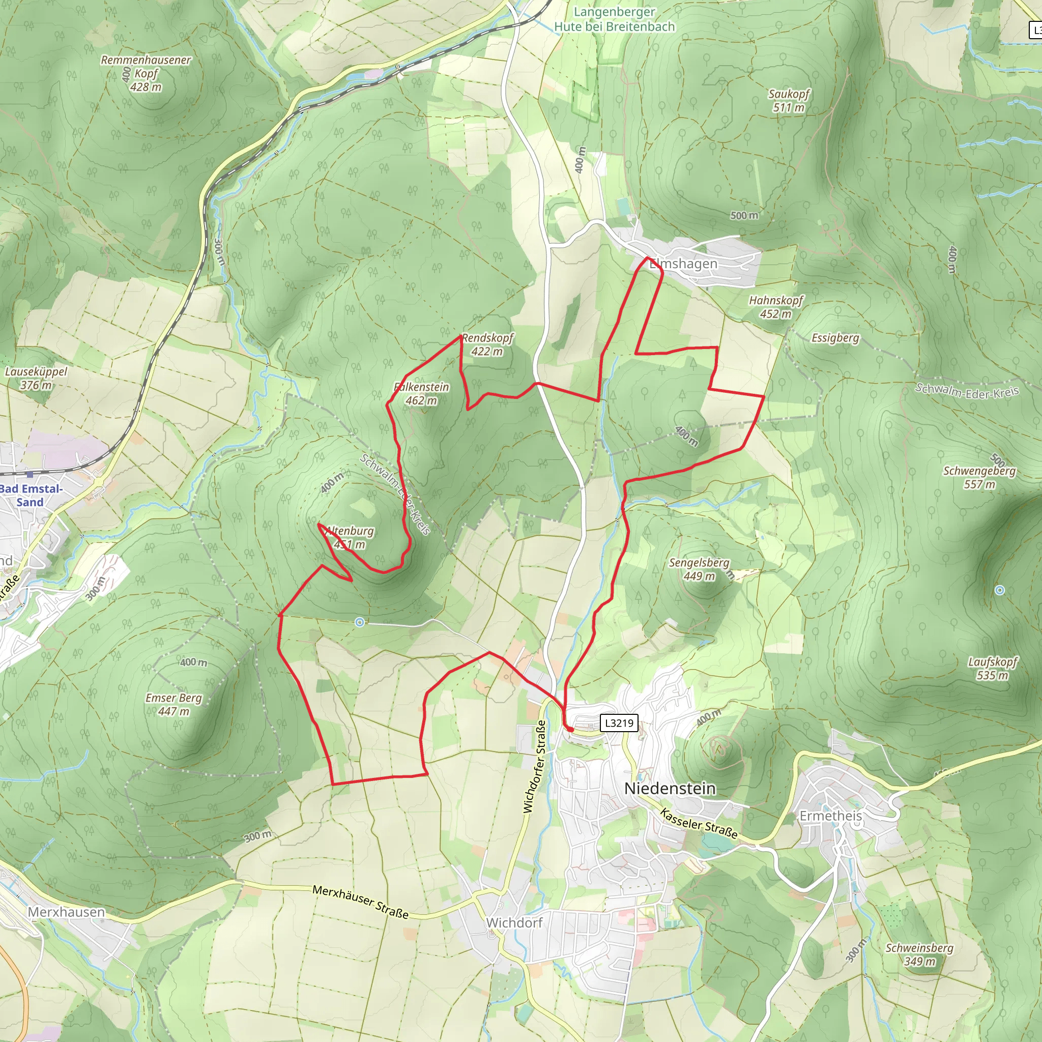 Altenburg, Falkenstein Castle and Steinberg Loop mobile static map