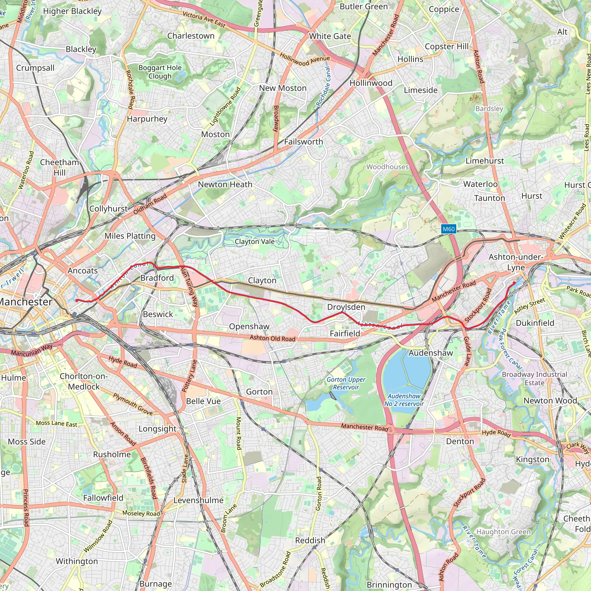 Ashton Canal Walk mobile static map