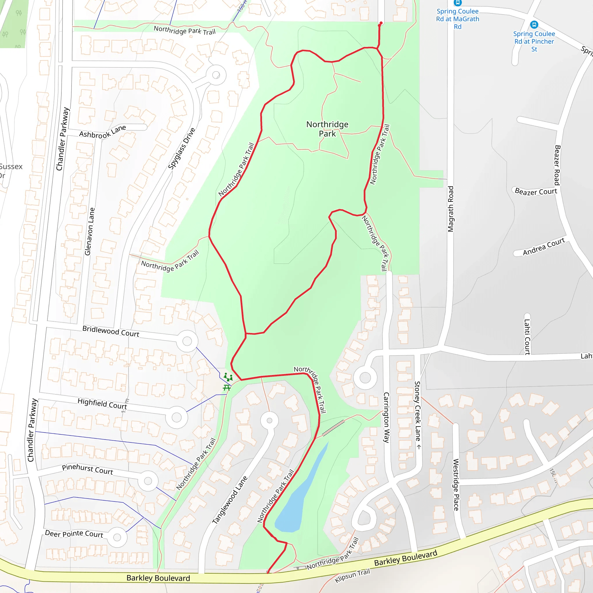 Northridge Park Trail mobile static map