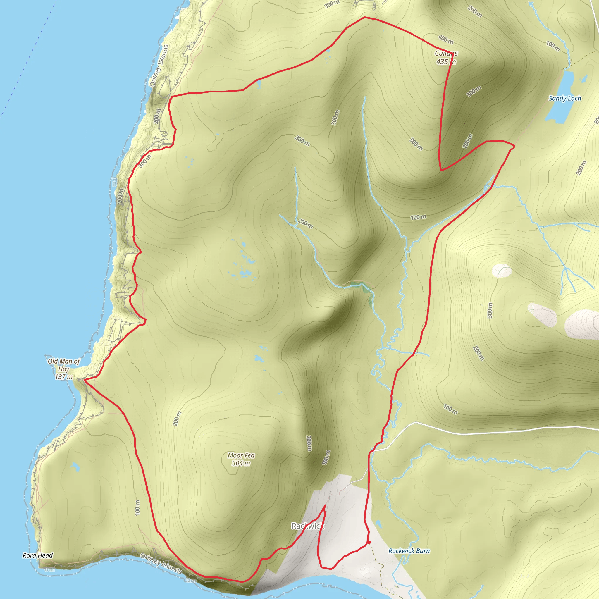 Rackwick - Old Man of Hoy and Cuilags mobile static map