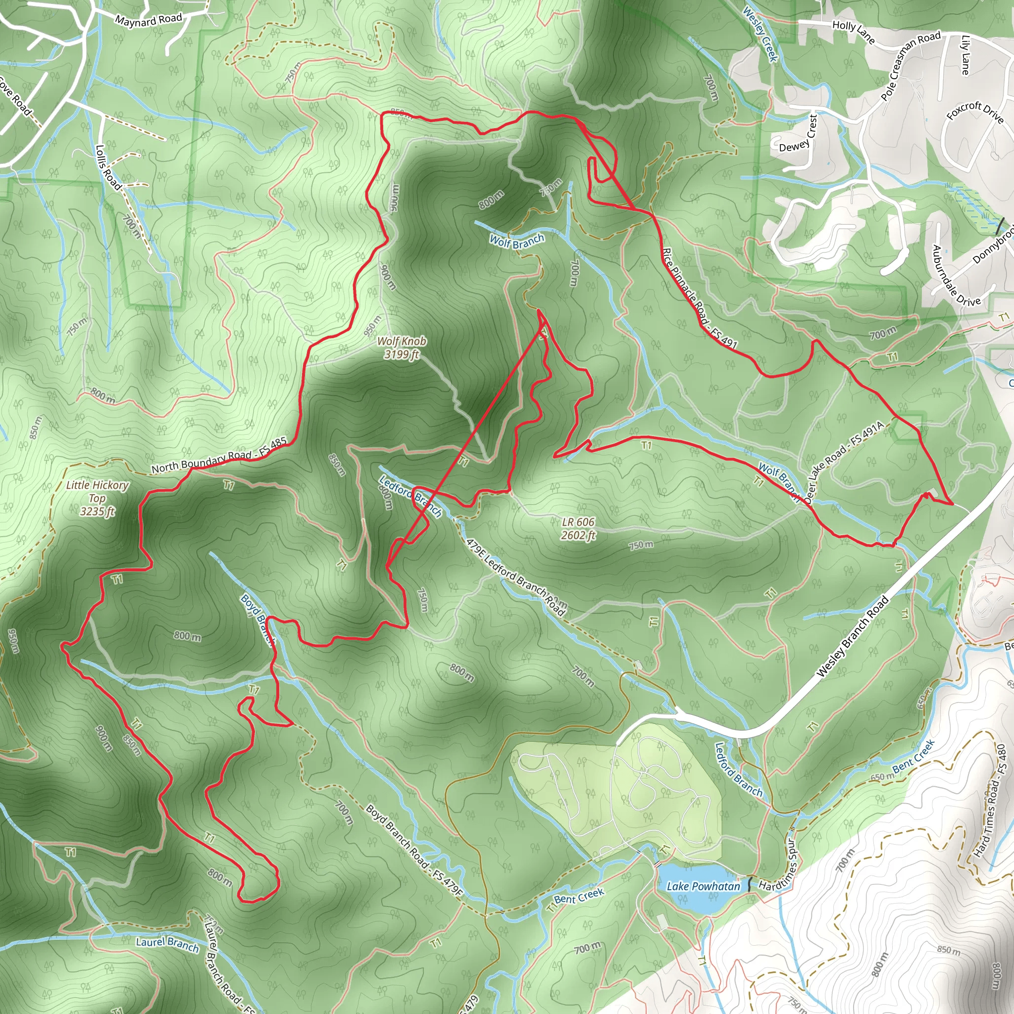 North Boundary Road and Wolf Branch Trail mobile static map
