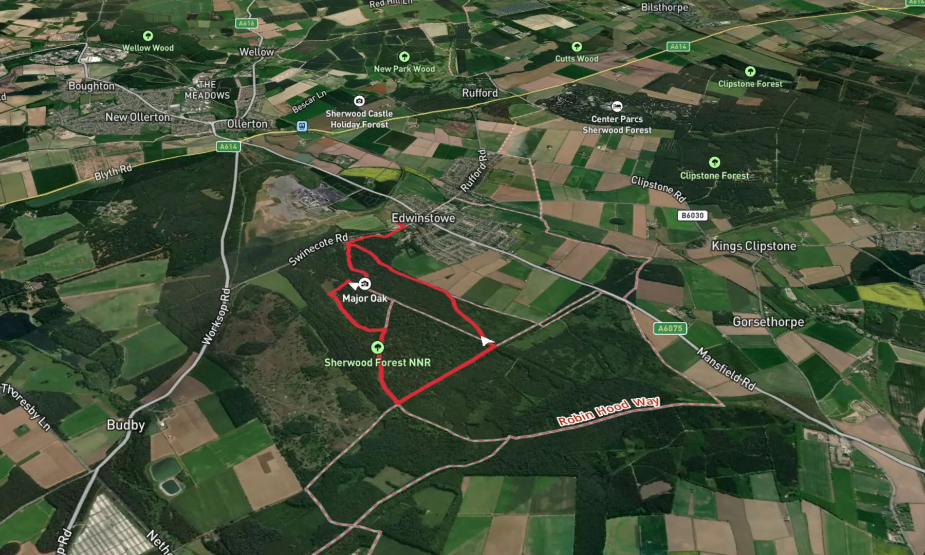 An image depicting the trail Sherwood National Forest Loop and its surrounding area.