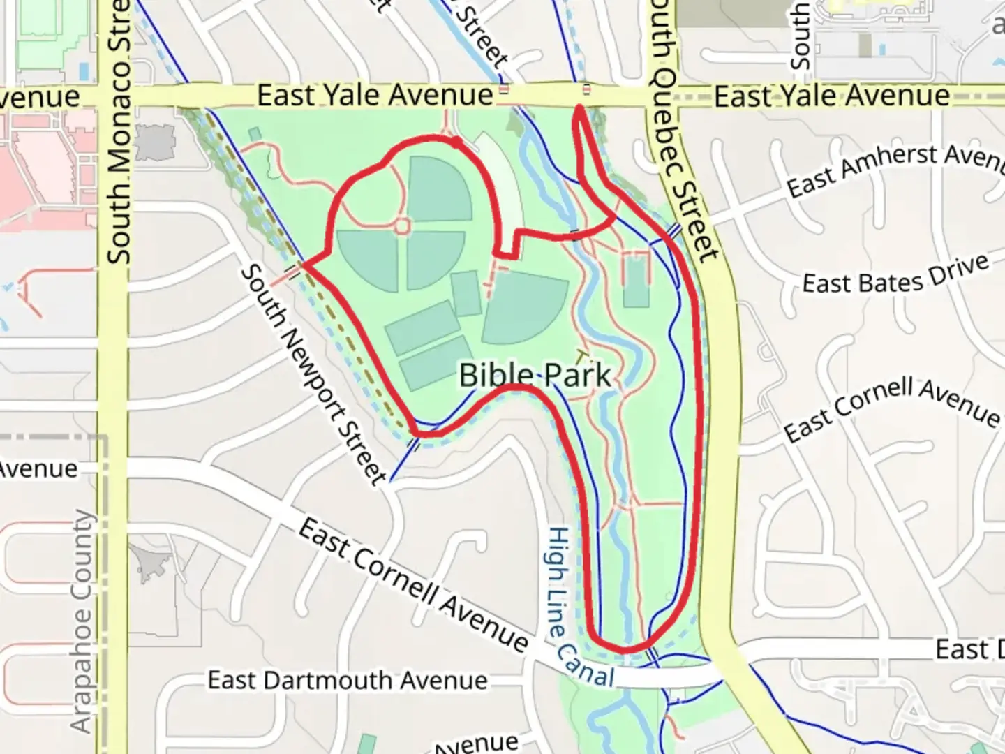 An image depicting the trail High Line Canal Loop Trail and its surrounding area.