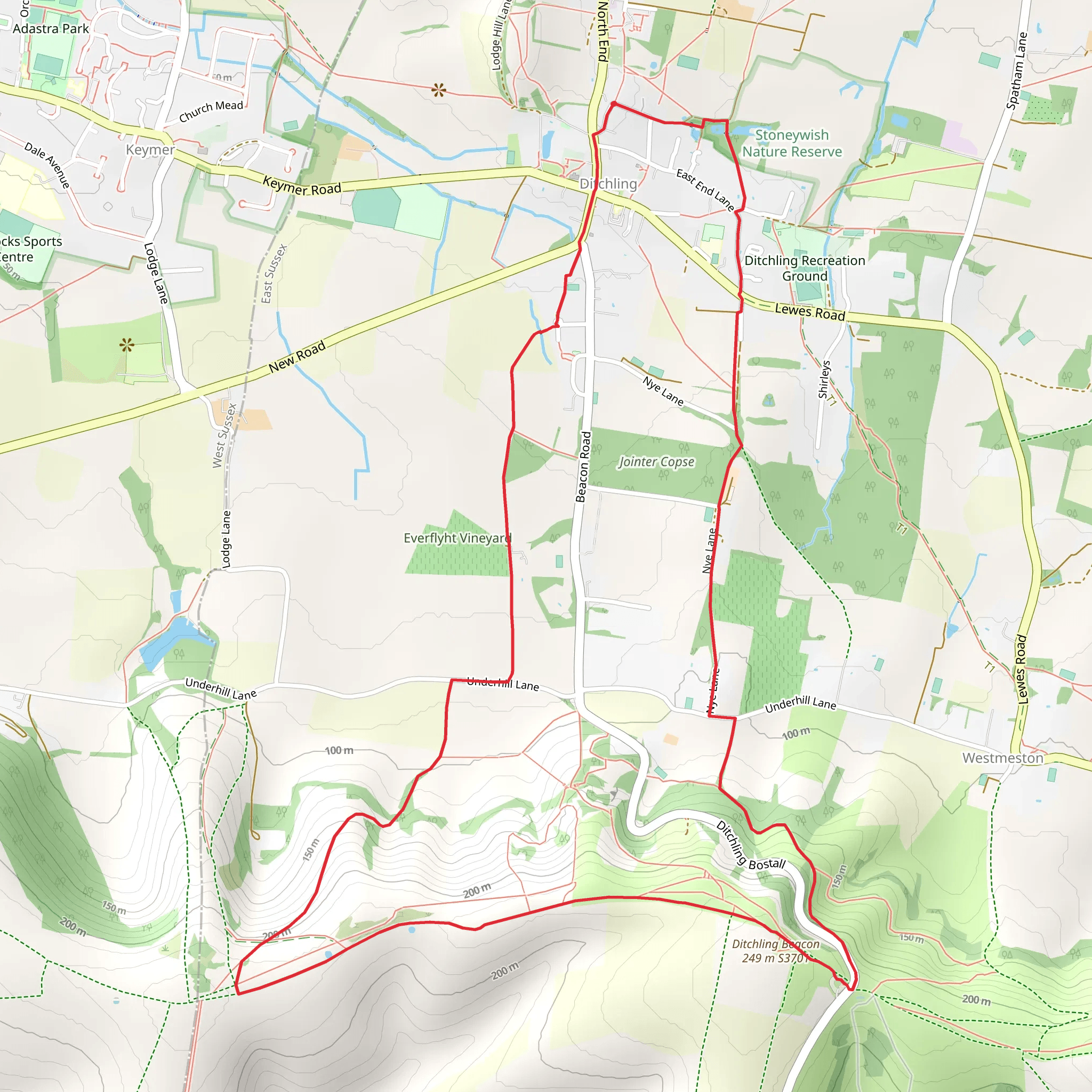 Ditchling Beacon Loop mobile static map