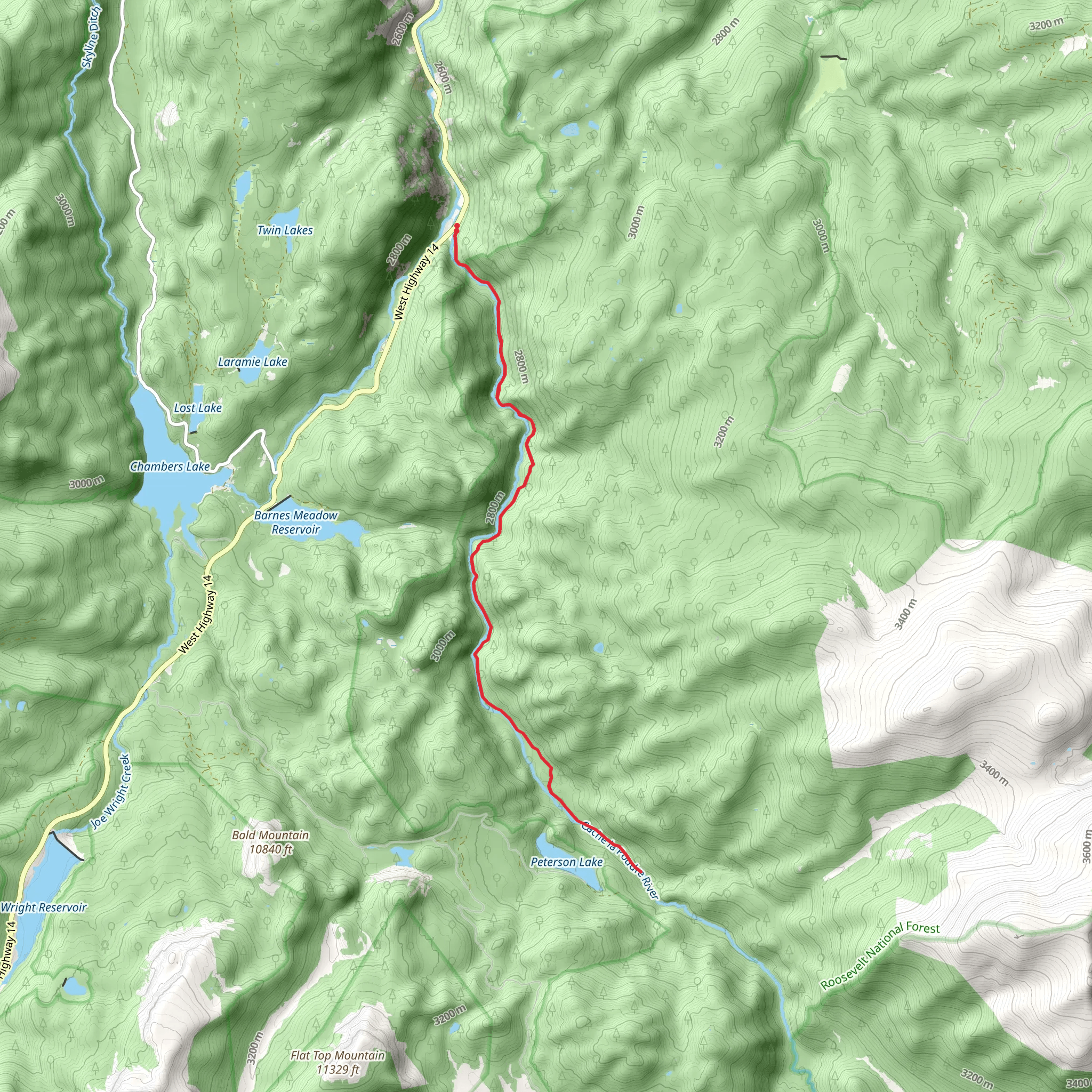Peterson Lake via Big South Trail mobile static map