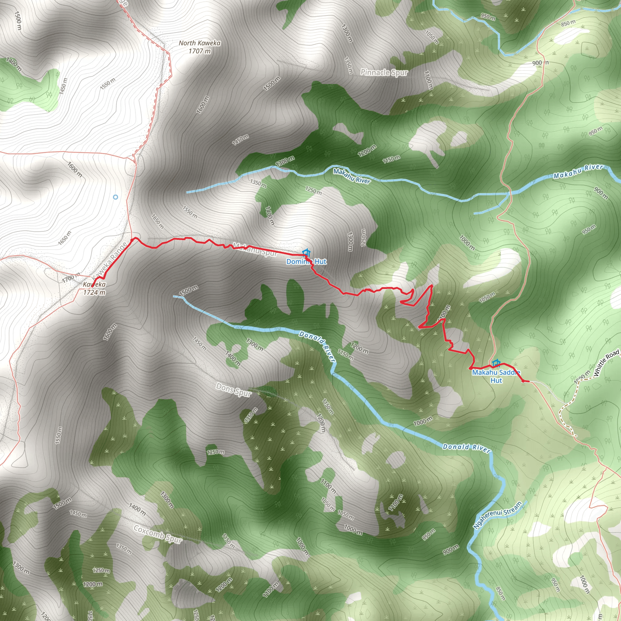 Makahu Saddle to Trials Spur mobile static map