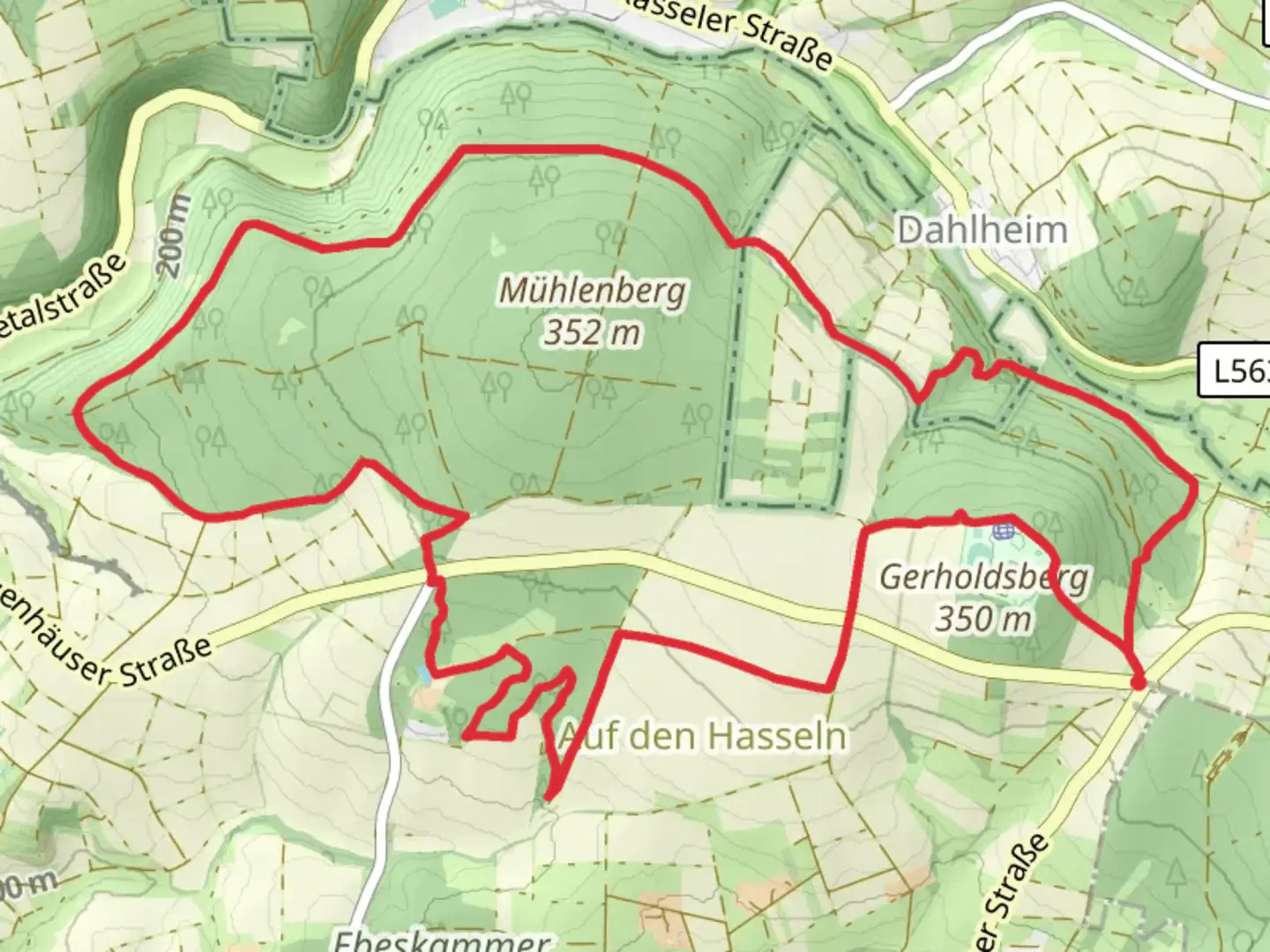 An image depicting the trail Gerholdsberg and Muhlenberg Loop and its surrounding area.