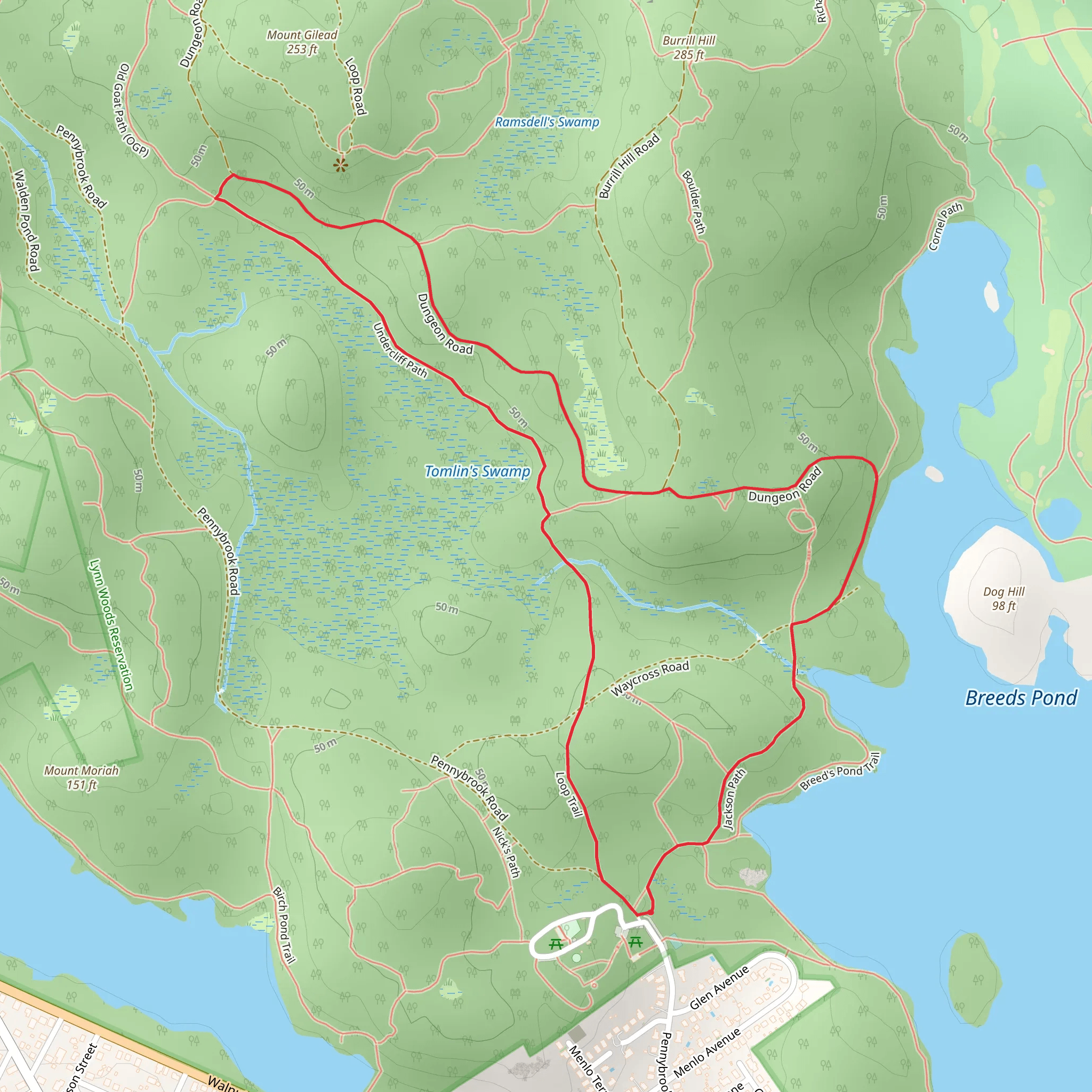 Jackson and Undercliff Path Loop mobile static map