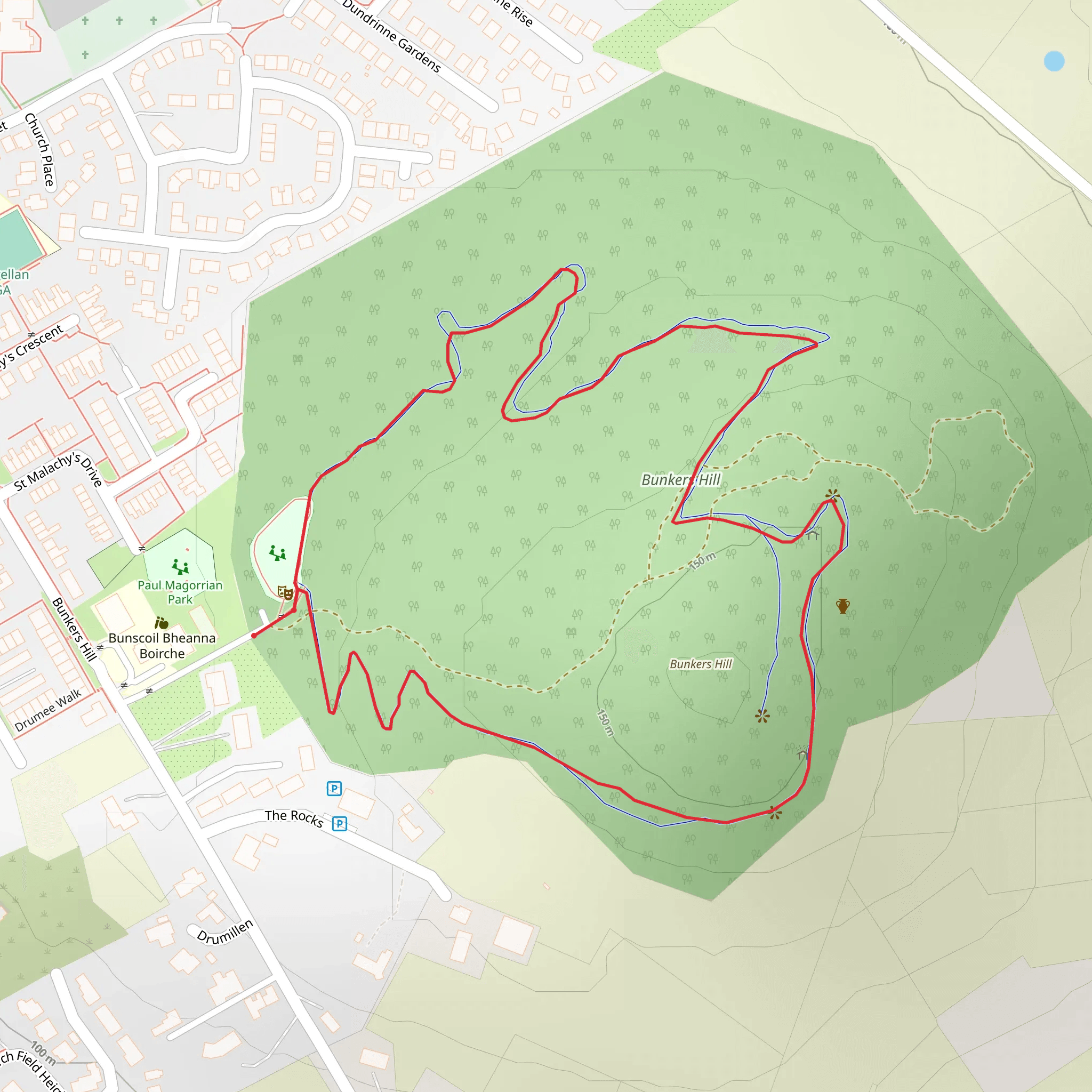 Bunkers Hill Walk mobile static map