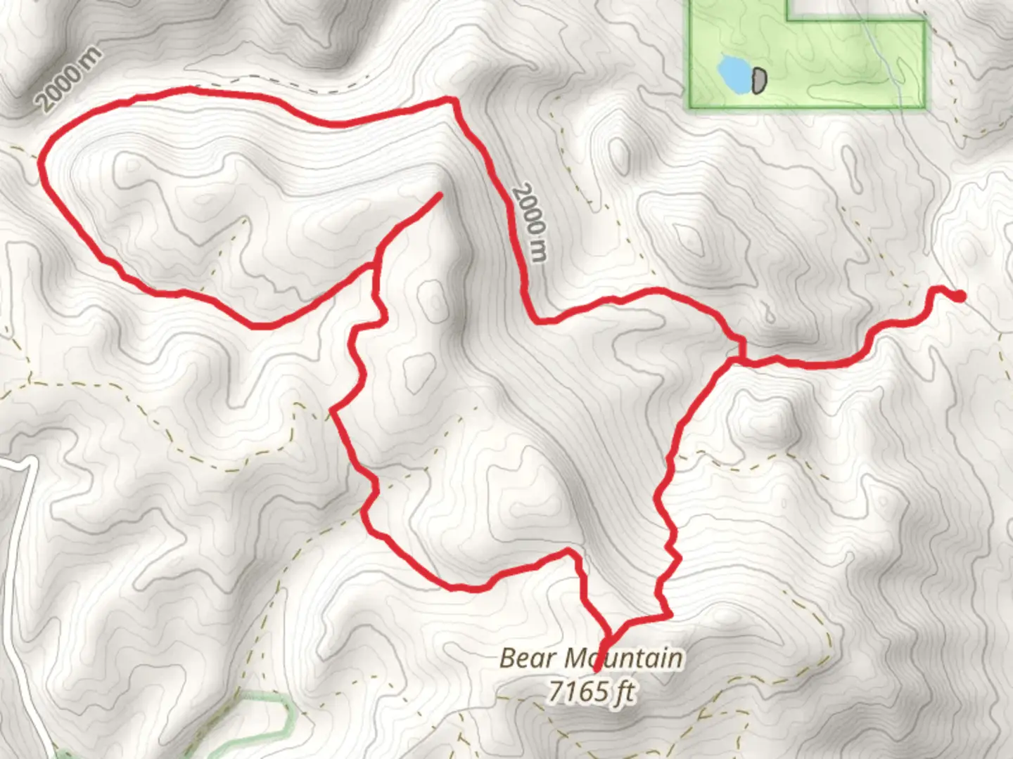An image depicting the trail Bear Mountain Basin and Ditch Creek Loop and its surrounding area.