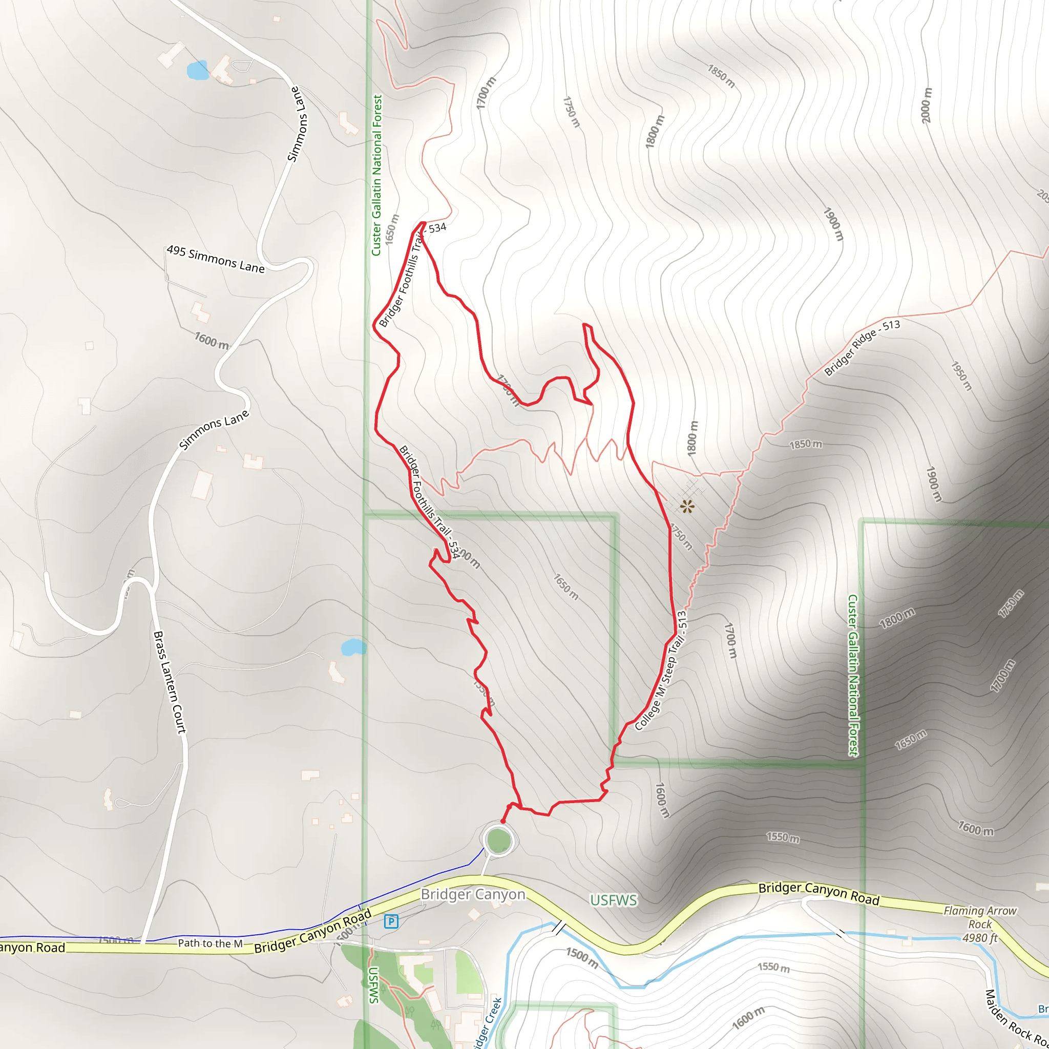 College M Steep Trail mobile static map