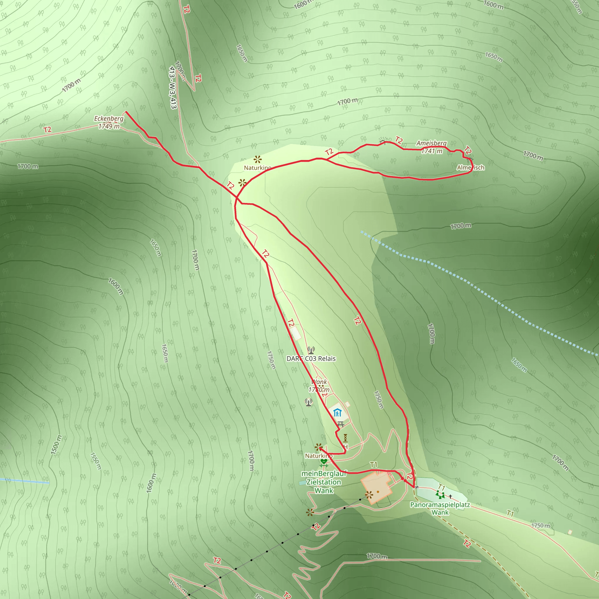Ameisberg, Wank Spix and Eckenberg Via Alpina Violett mobile static map