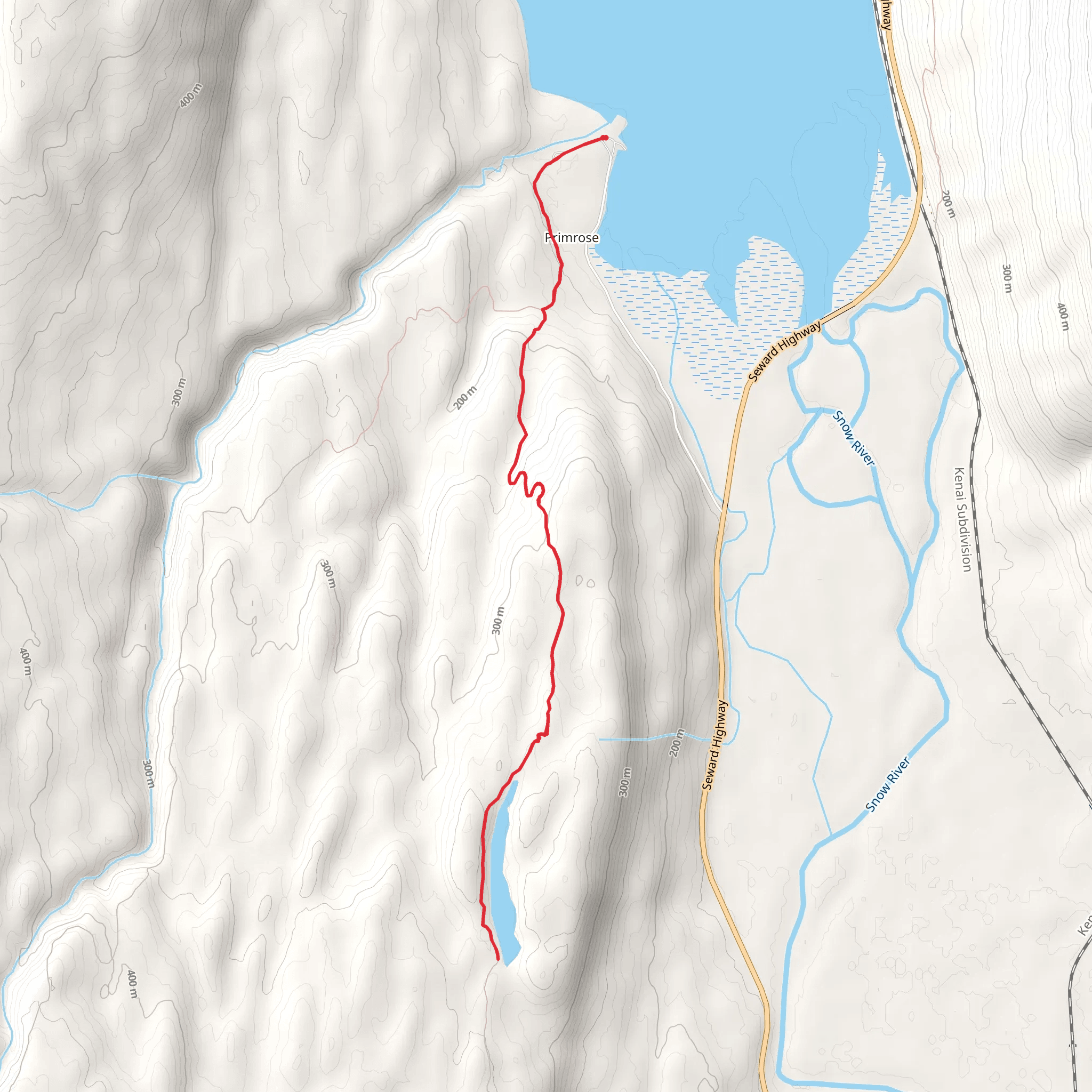Primrose Campground South Walk - Kenai Lake mobile static map
