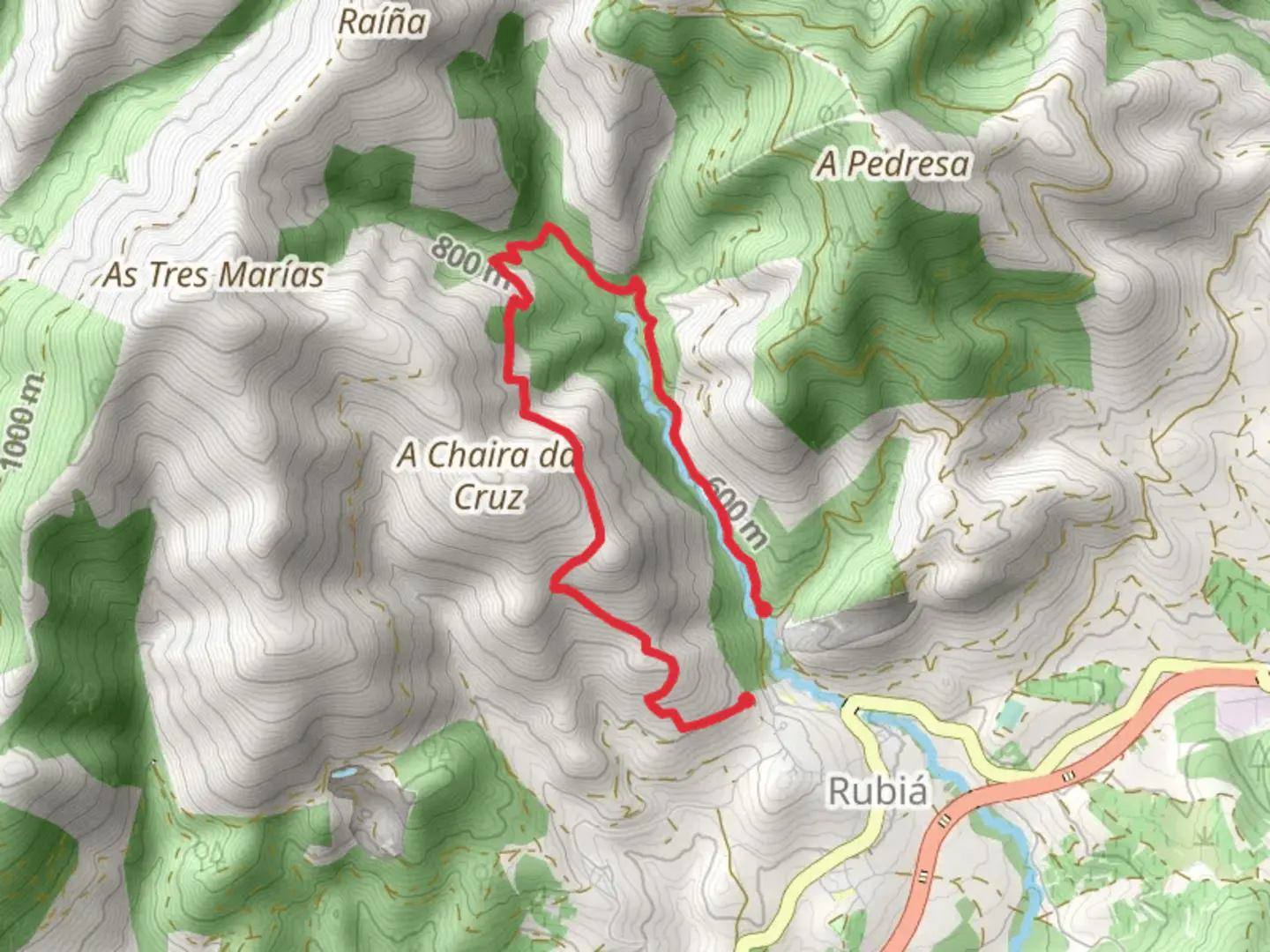 An image depicting the trail PR G 144 Ruta Natural dos Castros e Nivieira and its surrounding area.