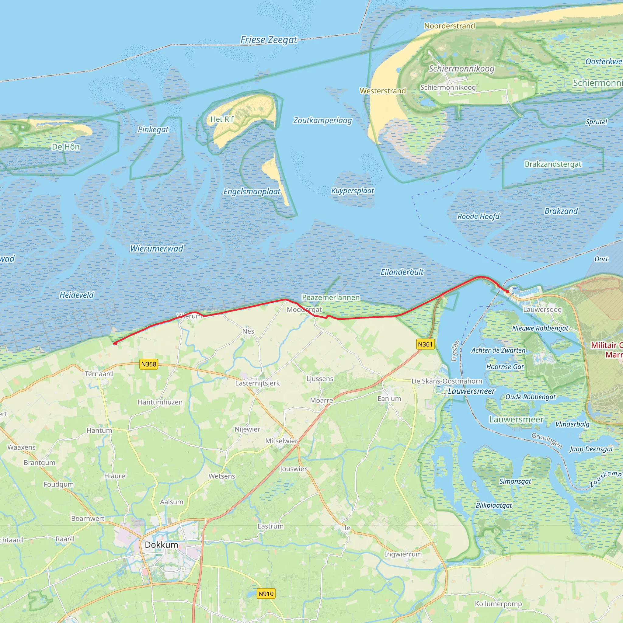 Schoor to Lowersoog via Wierumerwad mobile static map