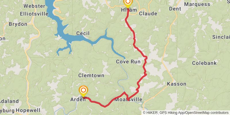 American Discovery Trail - West Virginia stage 13 Map