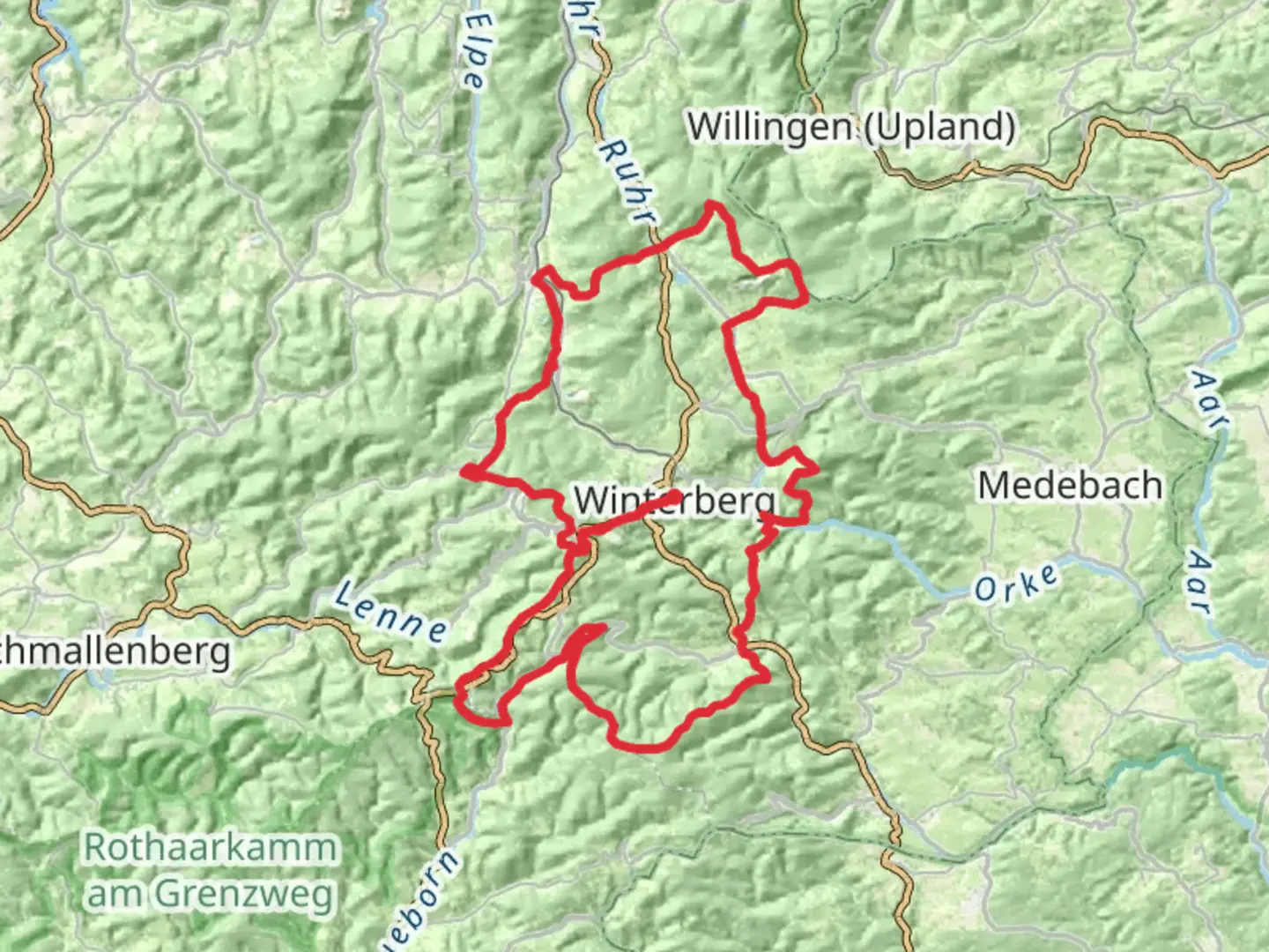 An image depicting the trail Winterberger Hochtour and its surrounding area.