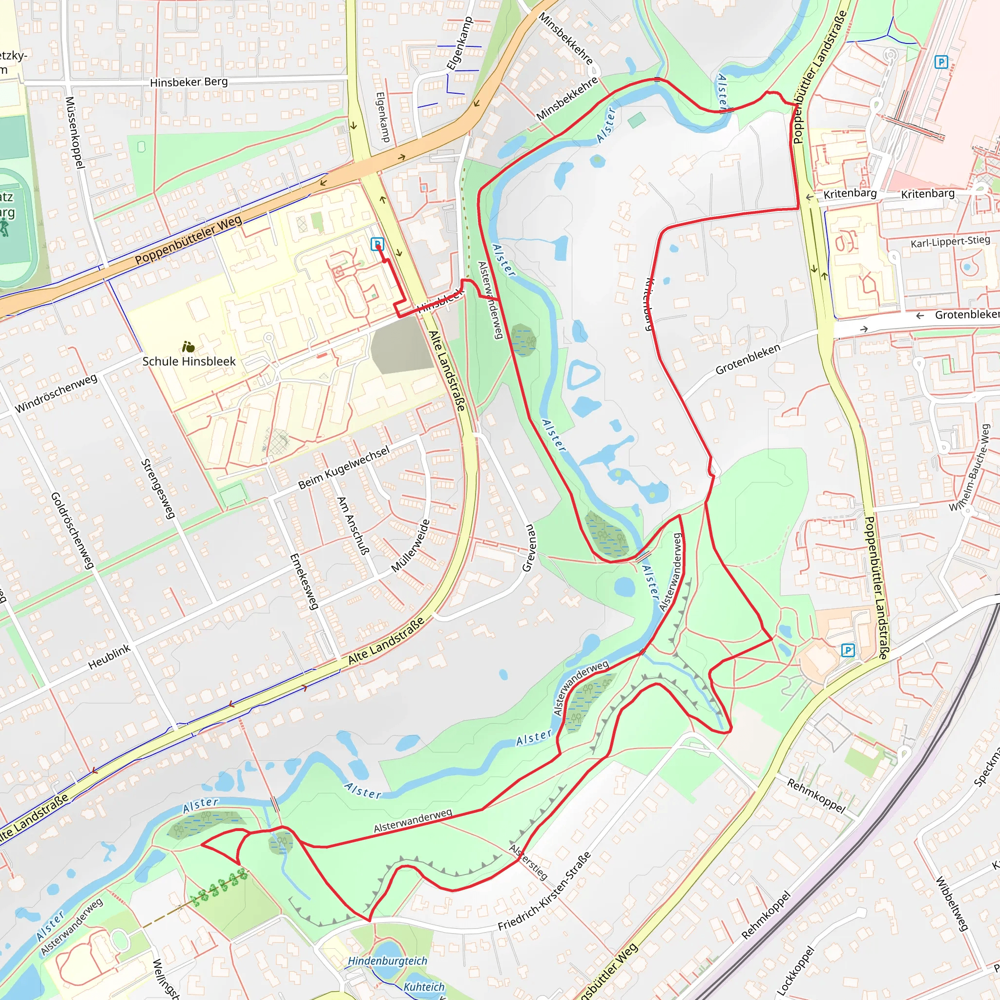 Alsterwanderweg Loop mobile static map