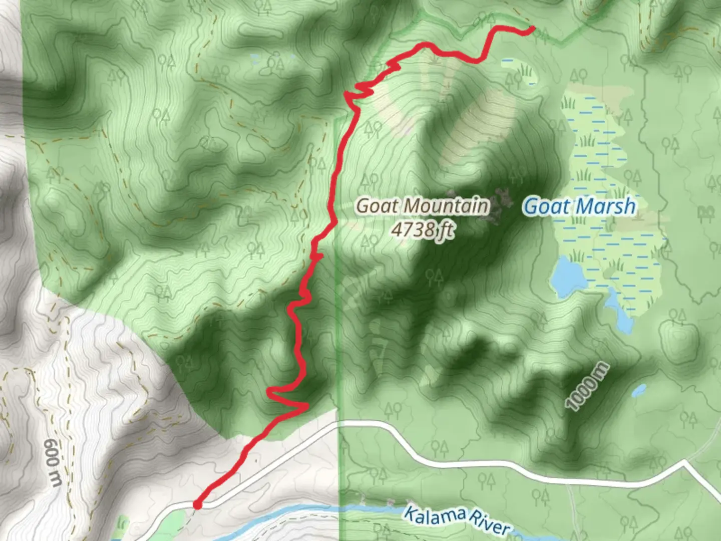 An image depicting the trail Fossil Trail Out and Back and its surrounding area.