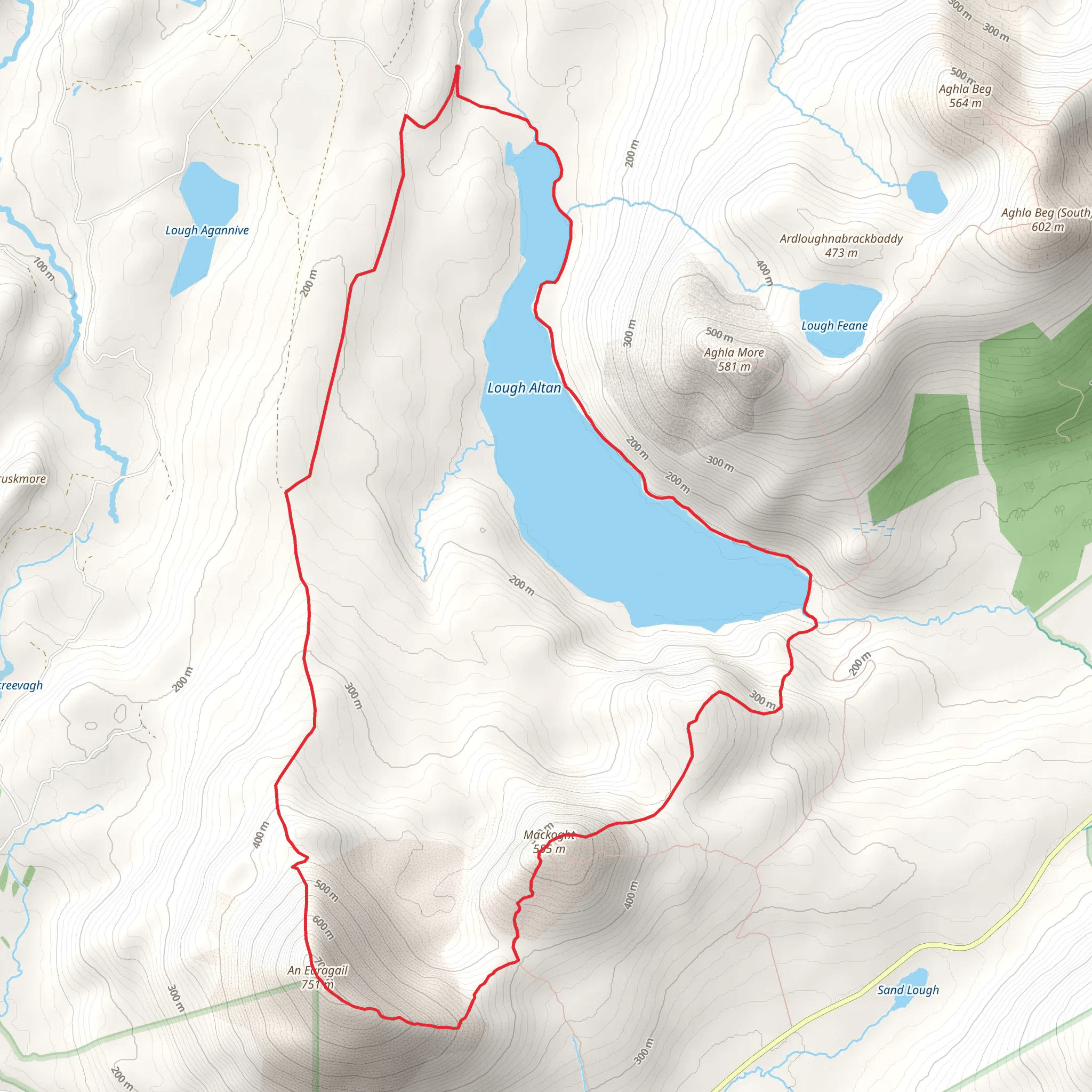 An Earagail and Lough Altan Loop mobile static map