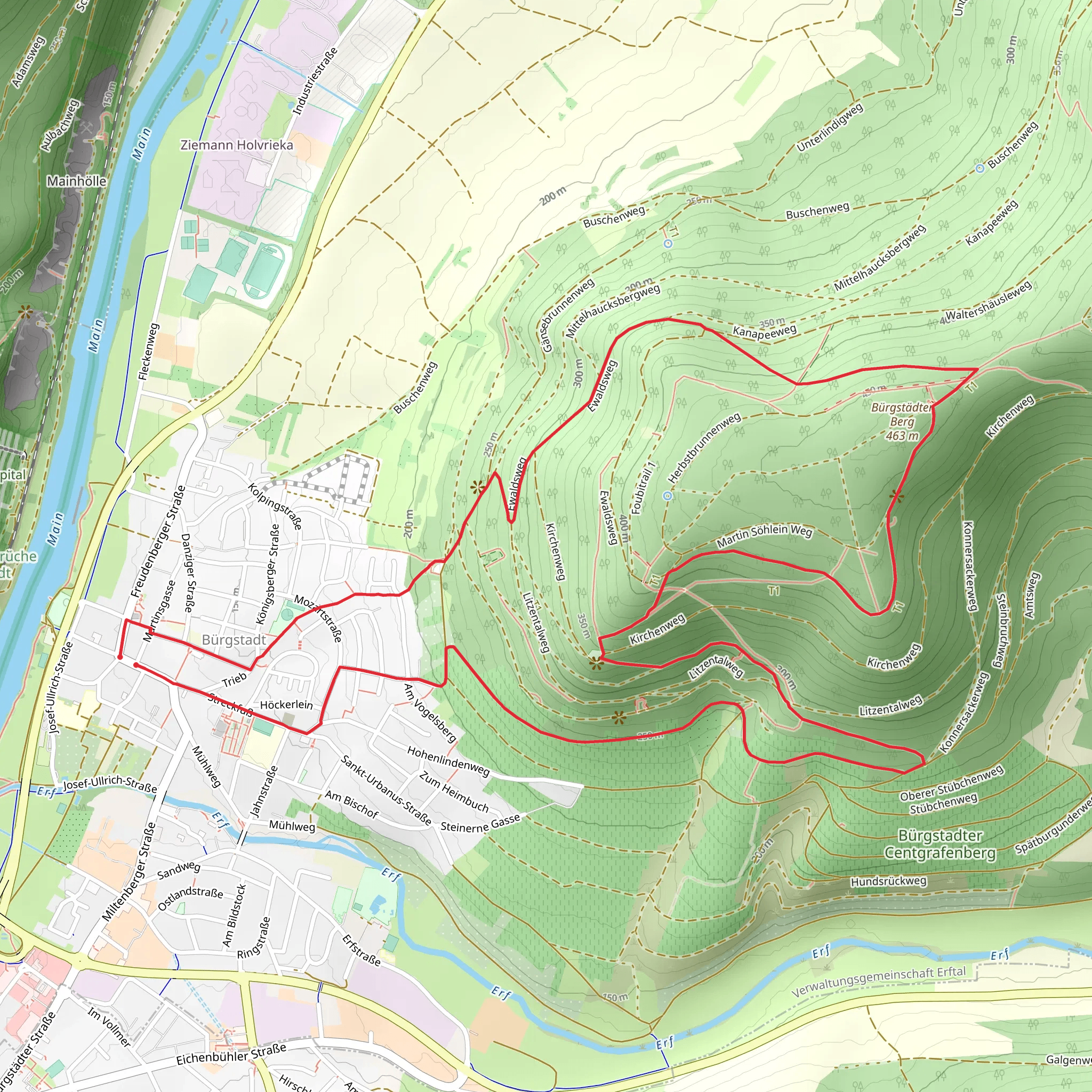 Ewaldsweg and Nibelungensteig Loop mobile static map