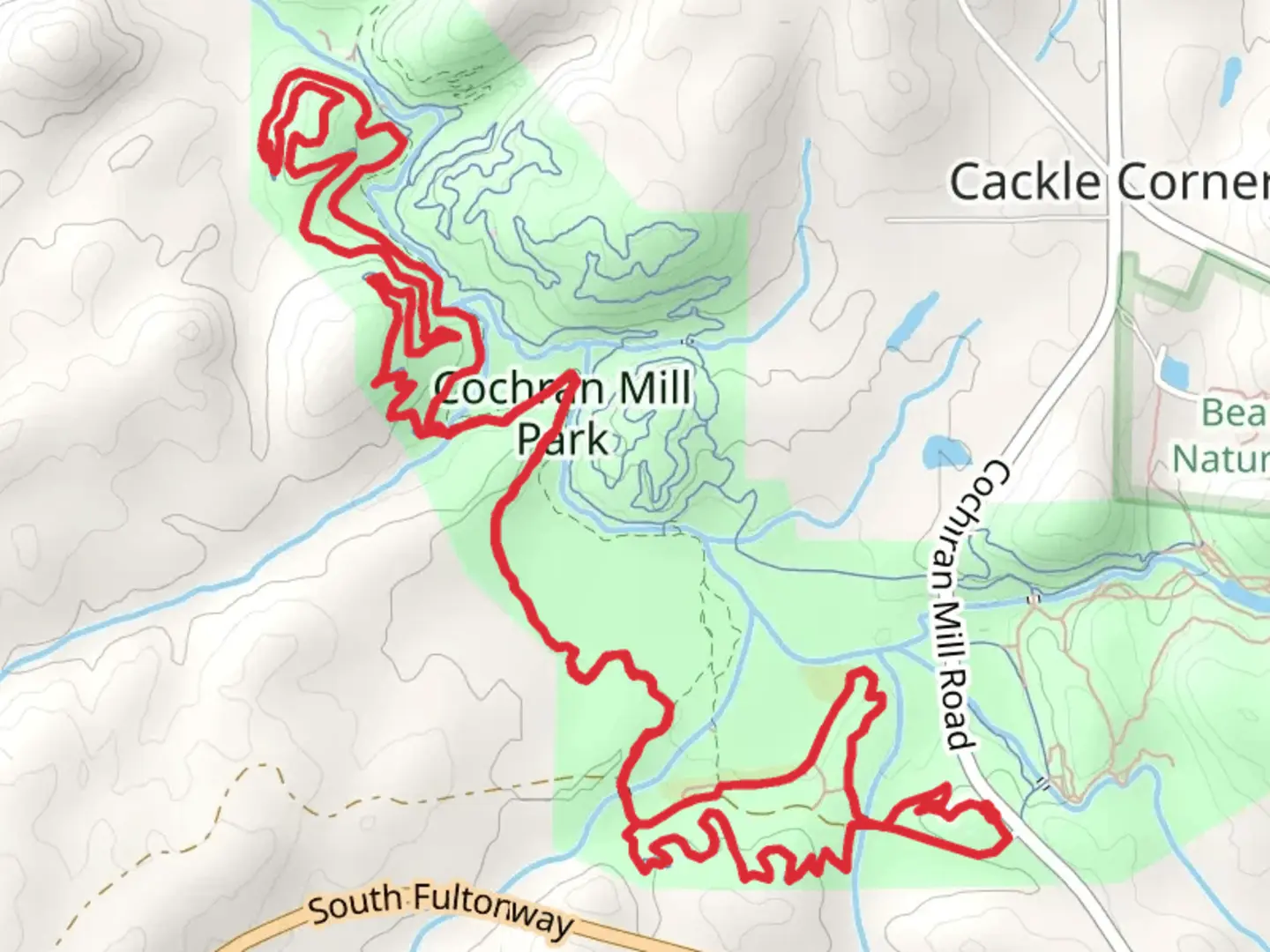An image depicting the trail Cedar Branch and Yellow Loop Trail and its surrounding area.