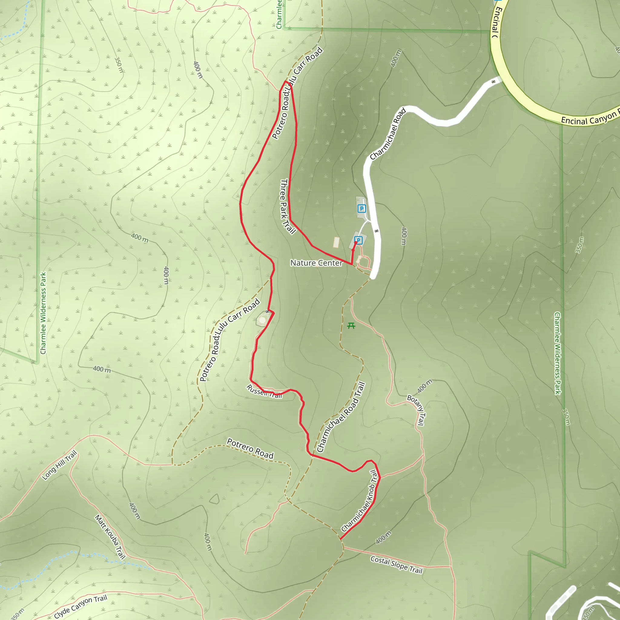 Russell Trail via Carmichael Road Trail mobile static map