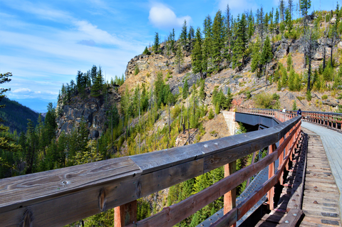 An image depicting the trail Kettle Valley Rail Trail and its surrounding area.