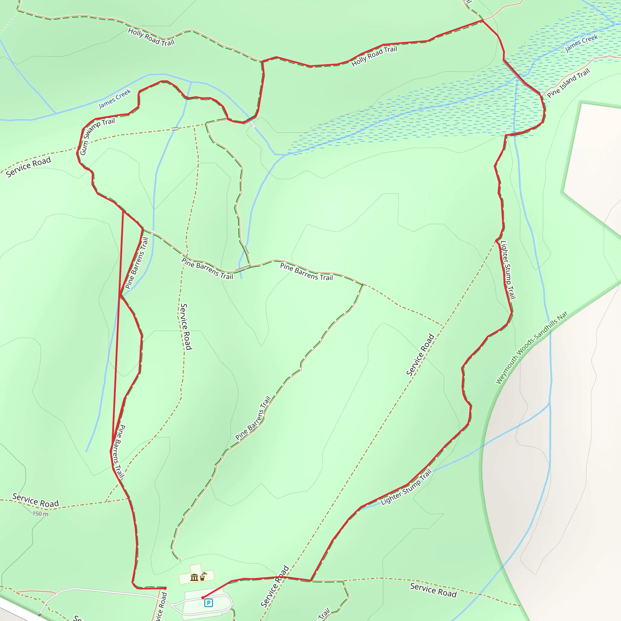 Lighter Stump and Pine Barrens Loop Trail mobile static map