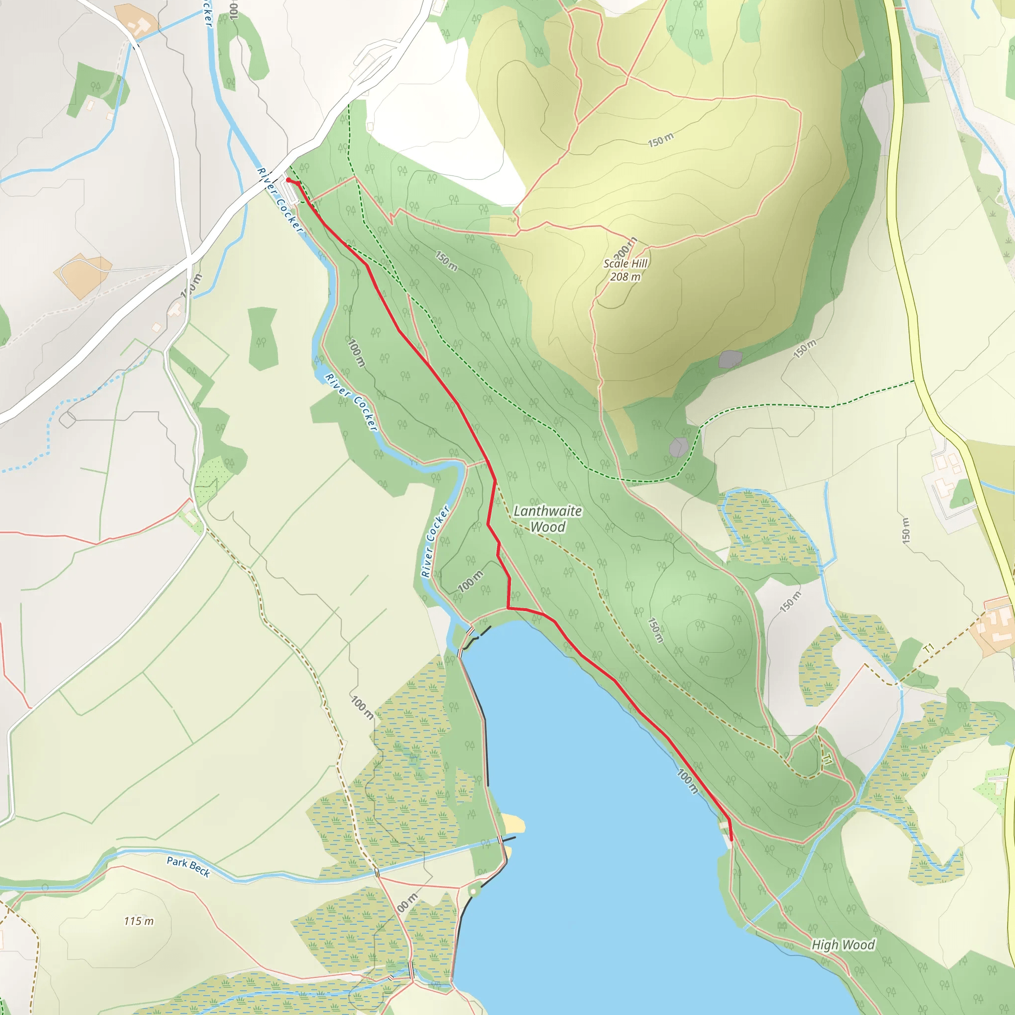 Lanthwaite Wood Walk mobile static map
