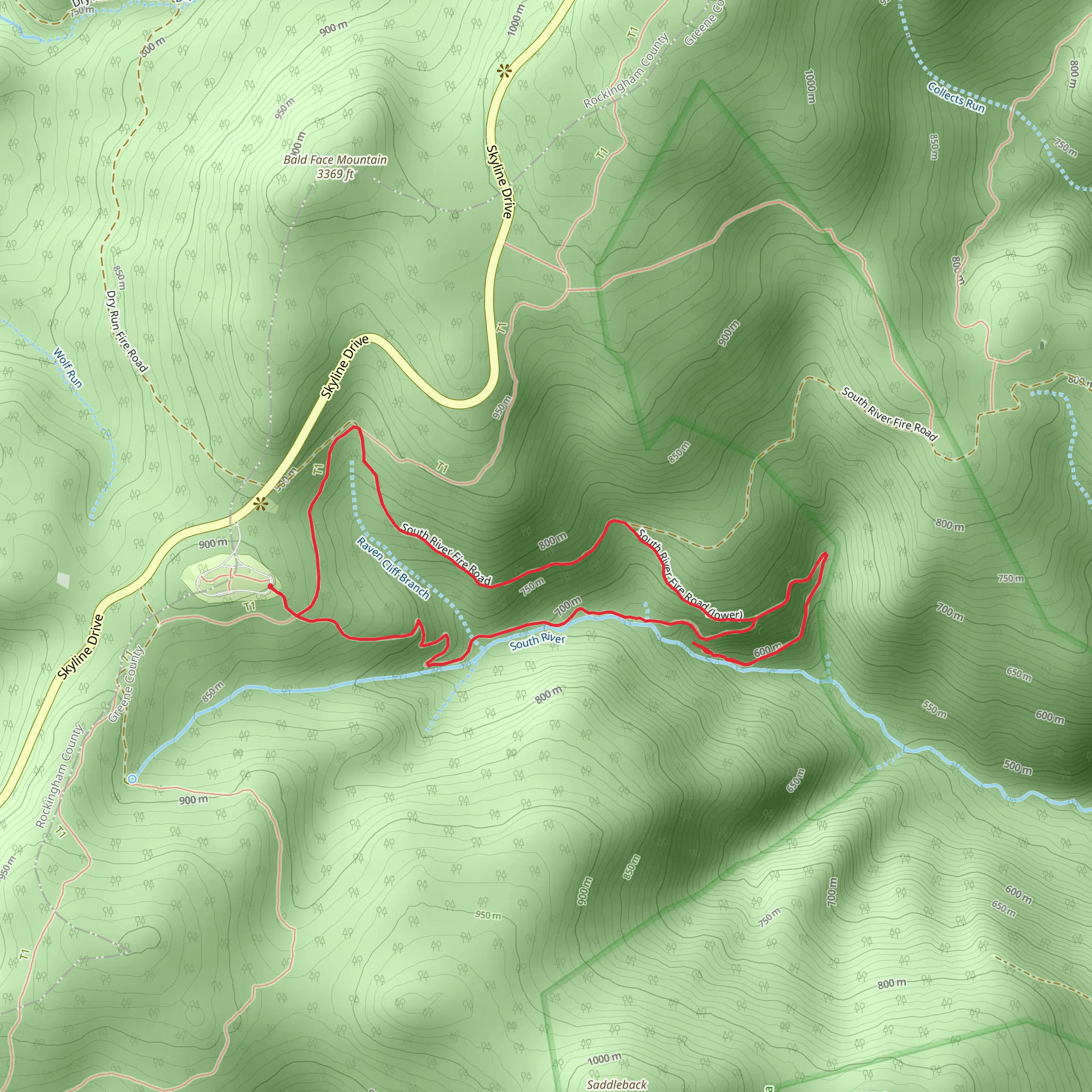 South River Falls Loop Trail mobile static map
