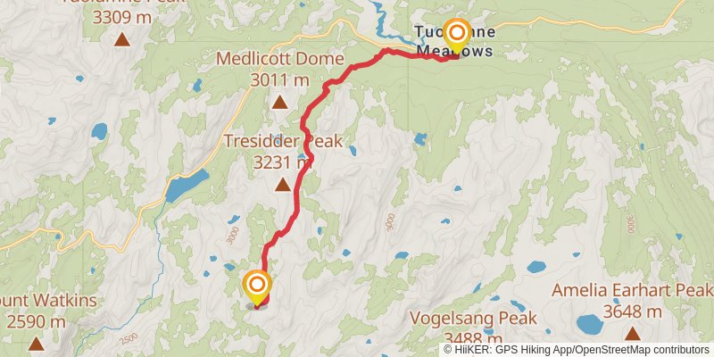 Yosemite Valley to Tuolumne Meadows stage 3 Map