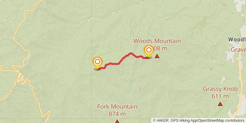 Woods Mountain Trail stage 2 Map