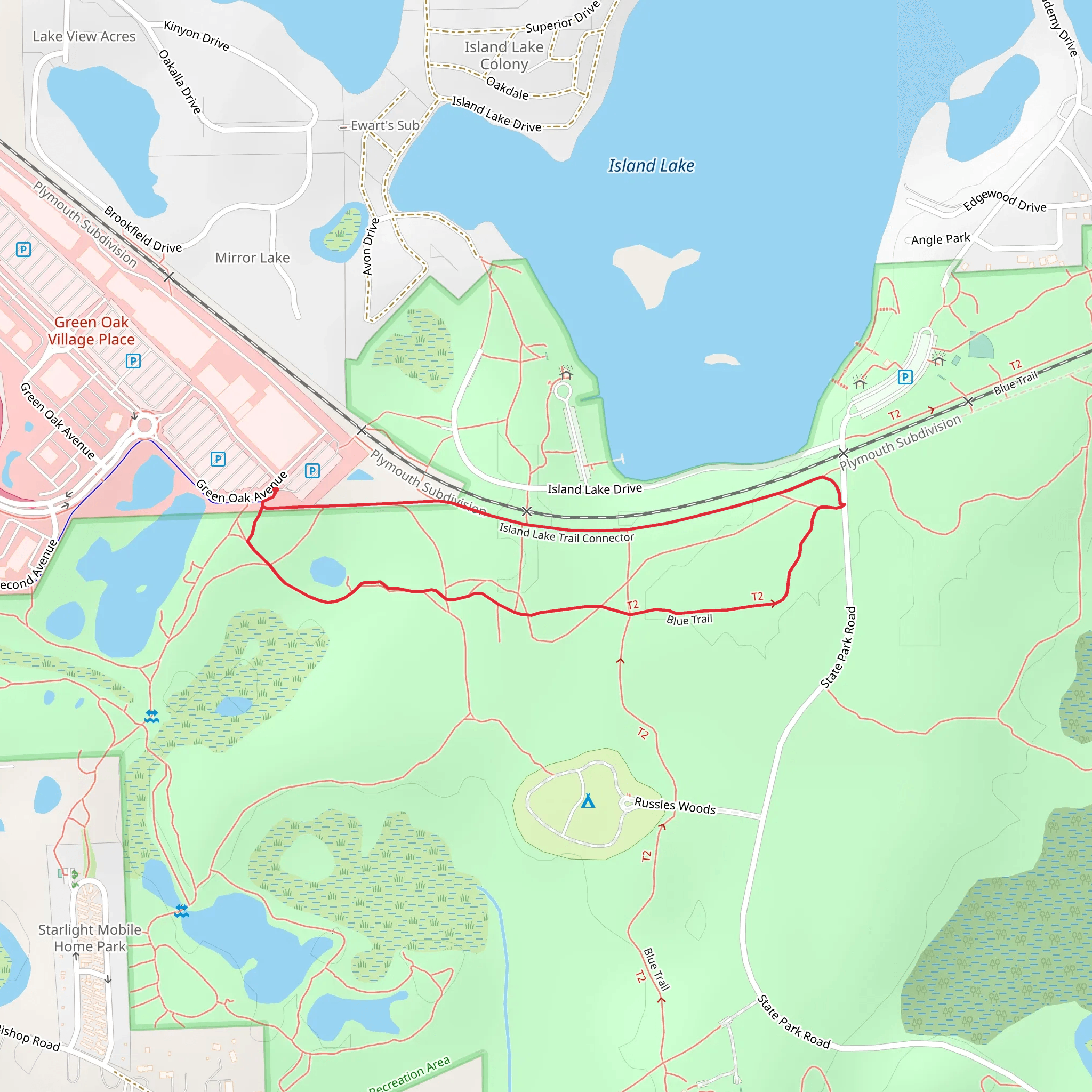 Island Lake Trail Connector Loop mobile static map