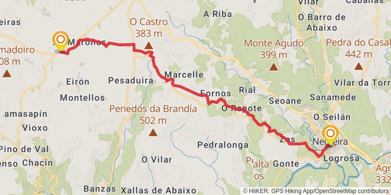 Camino de Santiago Francés stage 41 Map