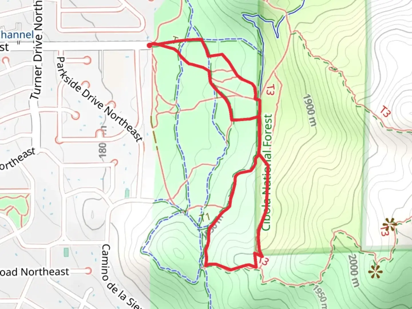 An image depicting the trail Trail 400 and Foothills Loop Trail and its surrounding area.