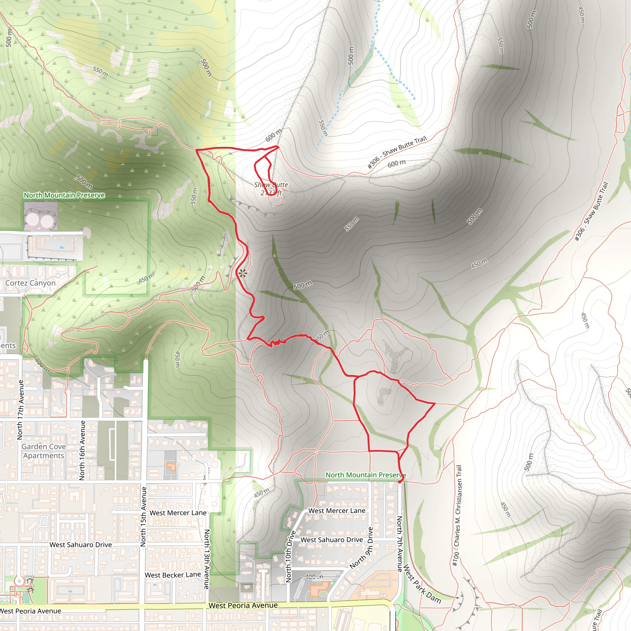 Shaw Butte via Trail 306 mobile static map