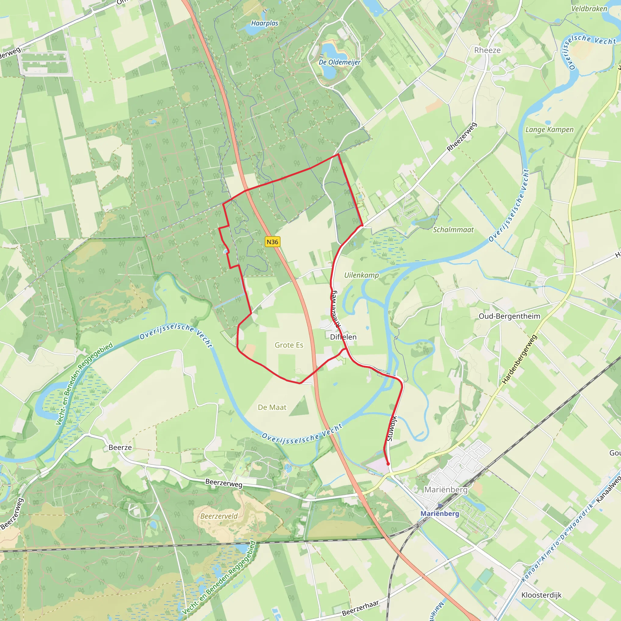 Moskuilen and Bentincksbosch via Pieterpad deel and Vechdalpad mobile static map