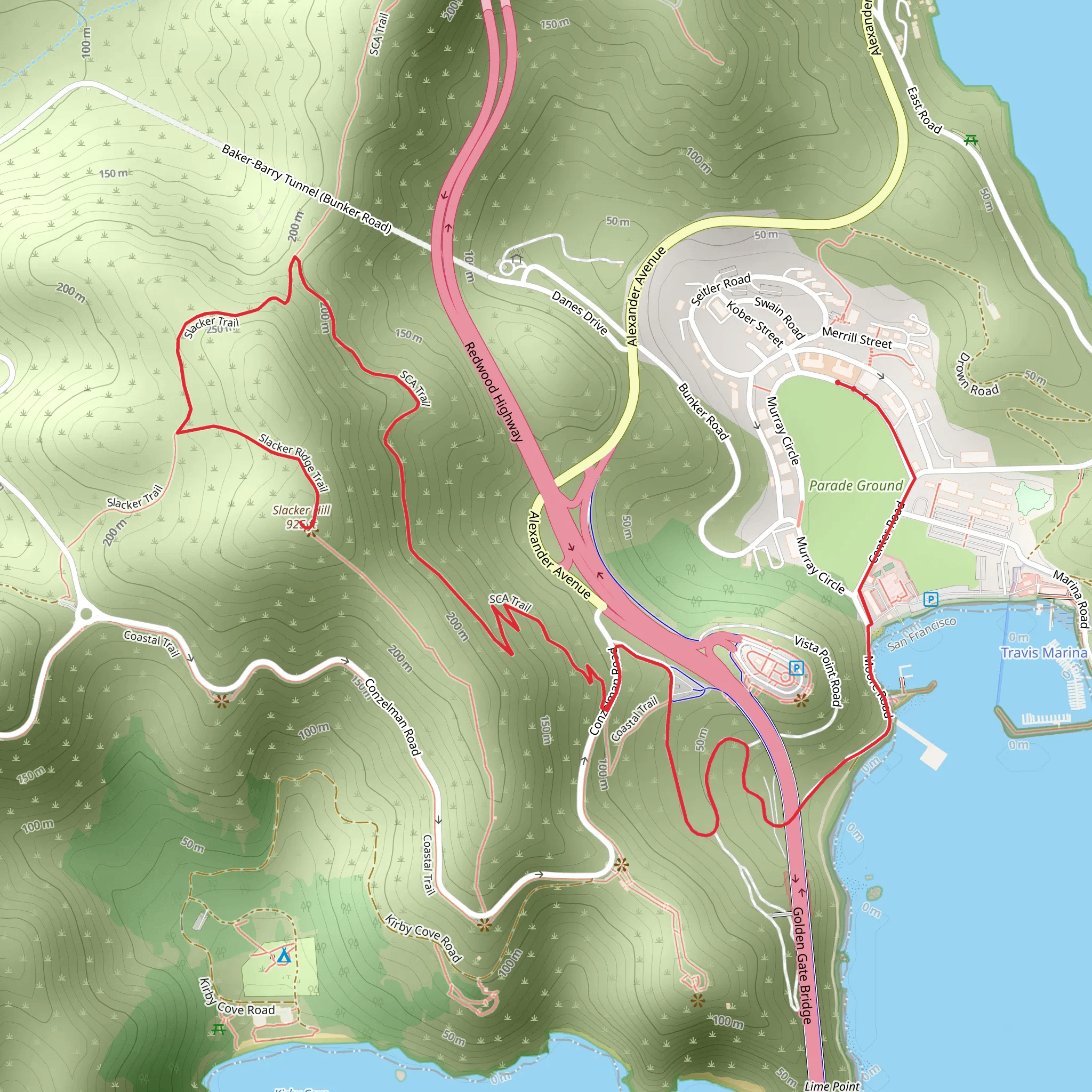 Slacker Hill from Murray Circle mobile static map