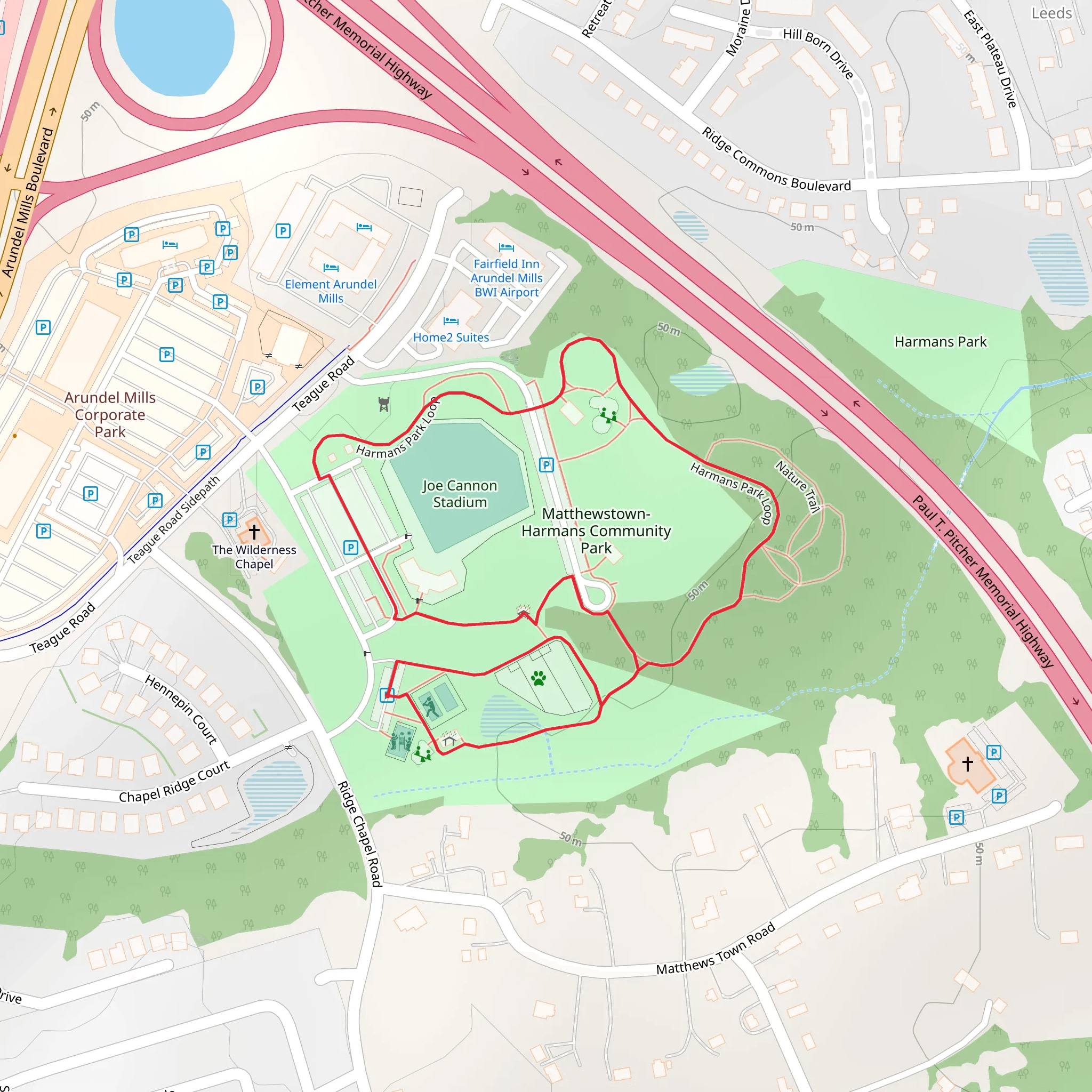 Harmans Park Loop mobile static map