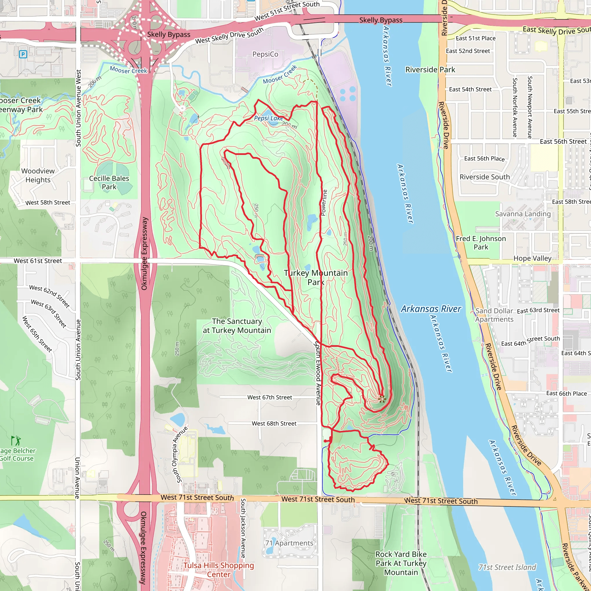 Turkey Mountain via Yellow Trail and Tvlse Nene Loop mobile static map